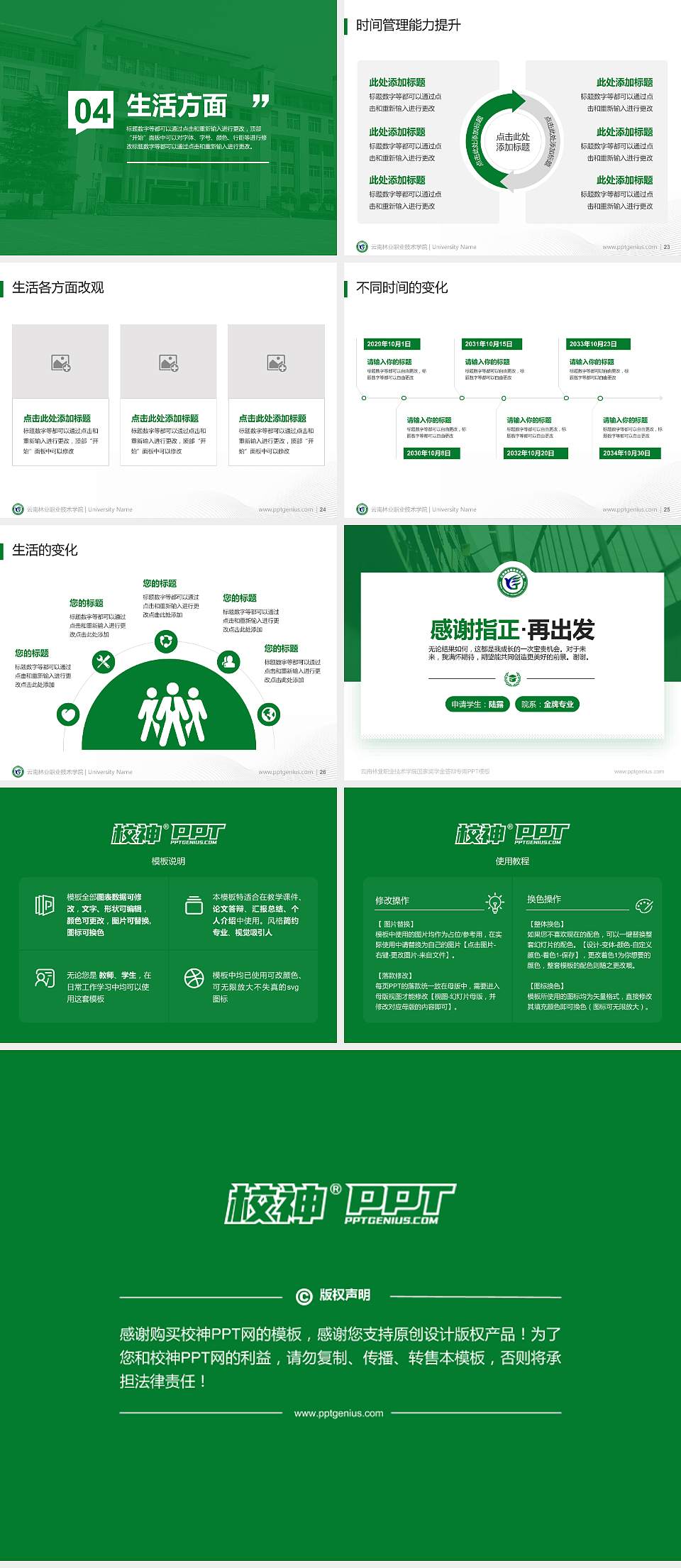 云南林业职业技术学院专用国家奖学金答辩PPT模板4:3格式幻灯片预览图4