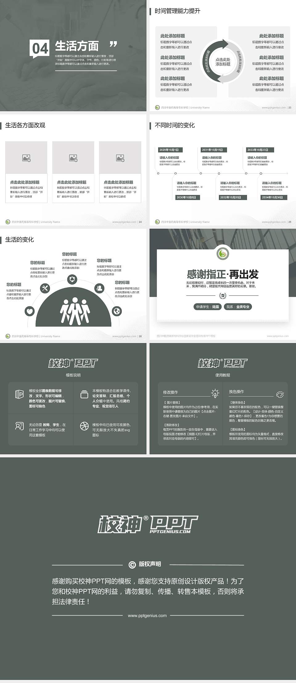 四川中医药高等专科学校专用国家奖学金答辩PPT模板4:3格式幻灯片预览图4
