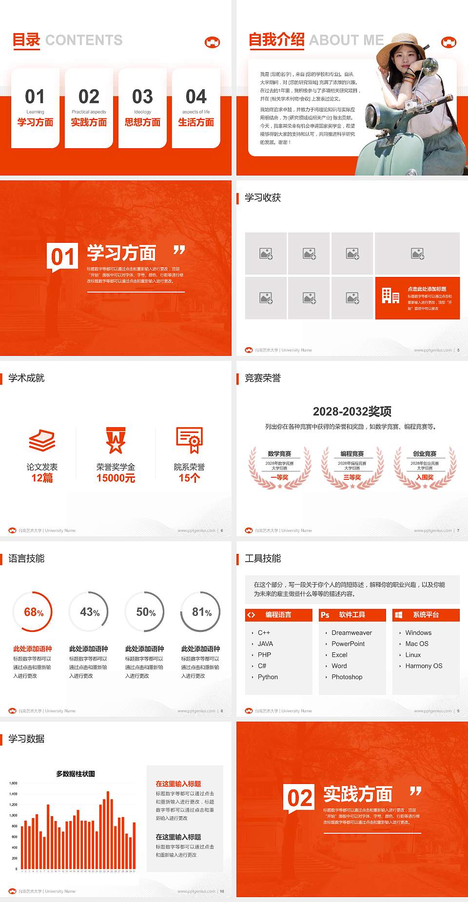 台南艺术大学专用国家奖学金答辩PPT模板4:3格式幻灯片预览图2