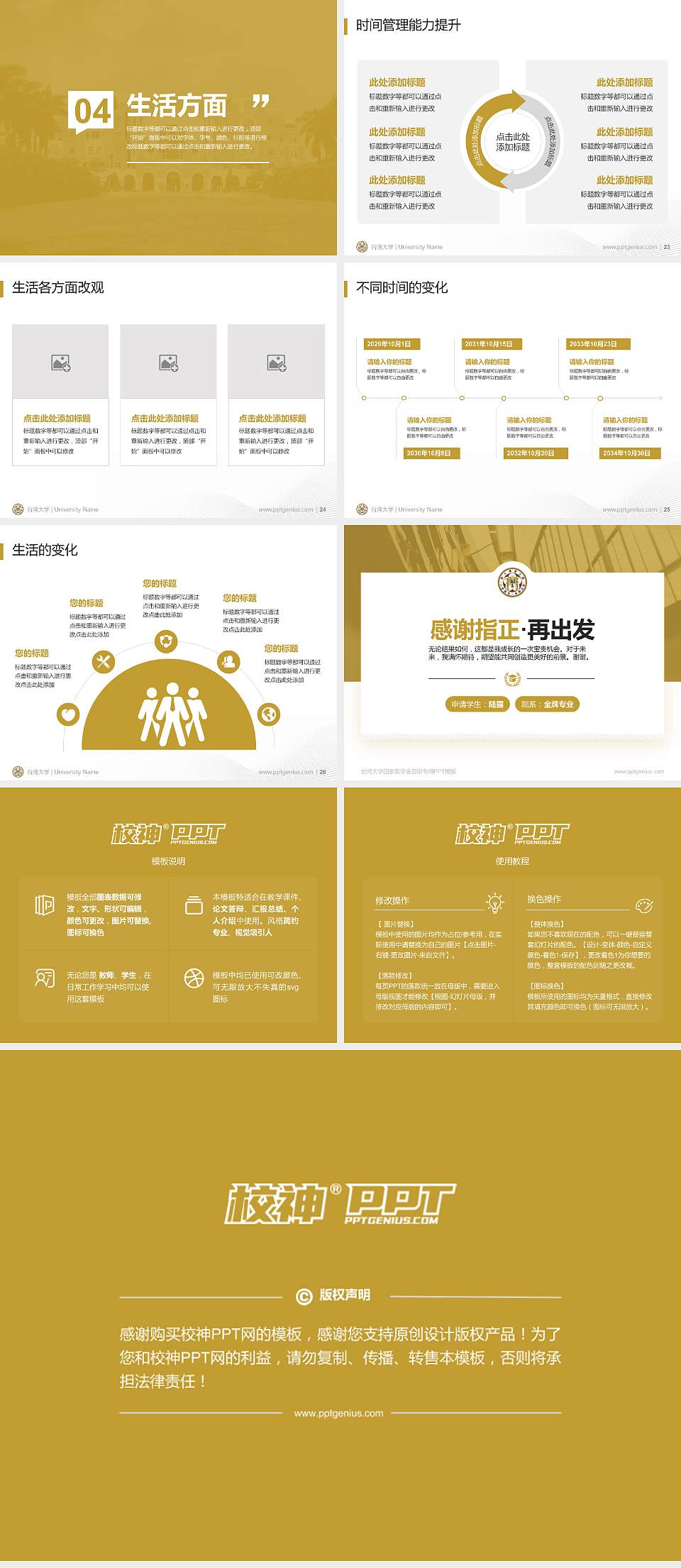 台湾大学专用国家奖学金答辩PPT模板4:3格式幻灯片预览图4