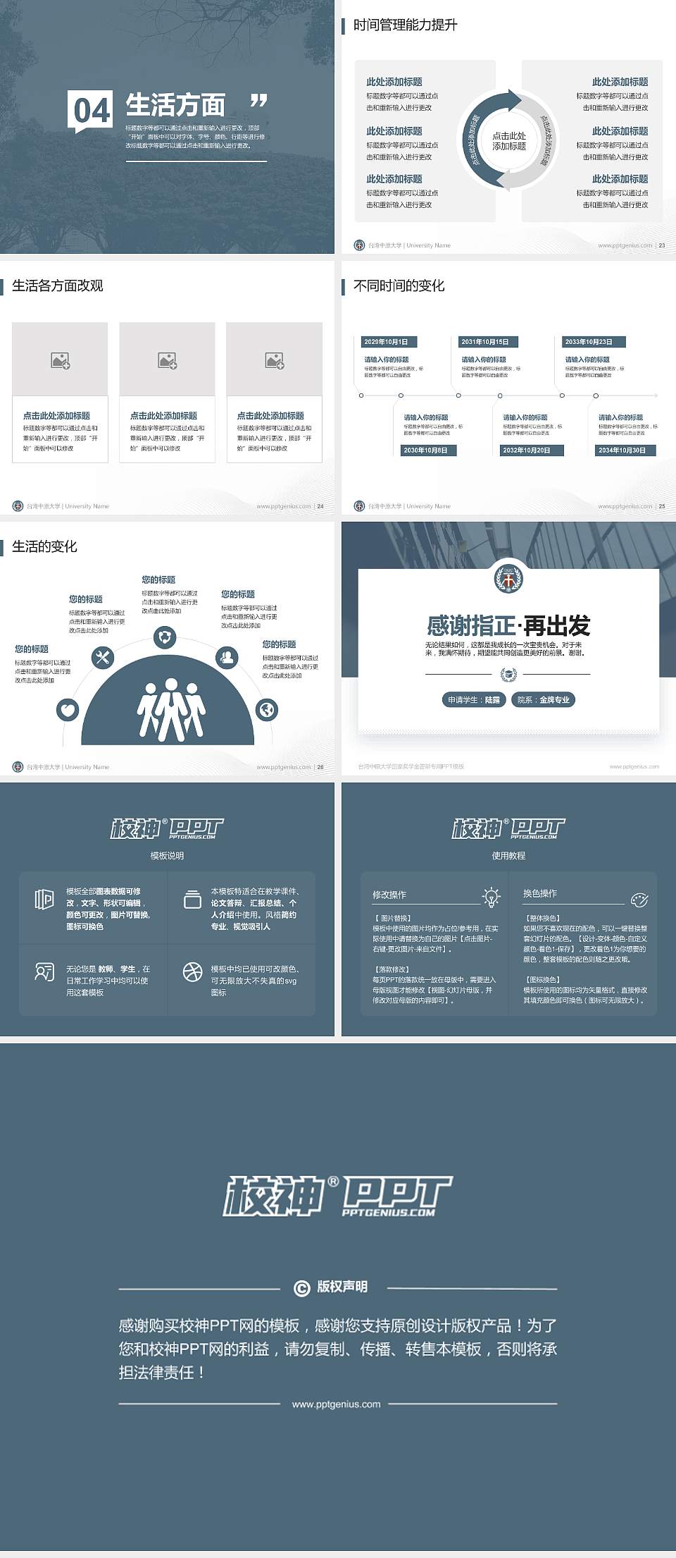 台湾中原大学专用国家奖学金答辩PPT模板4:3格式幻灯片预览图4