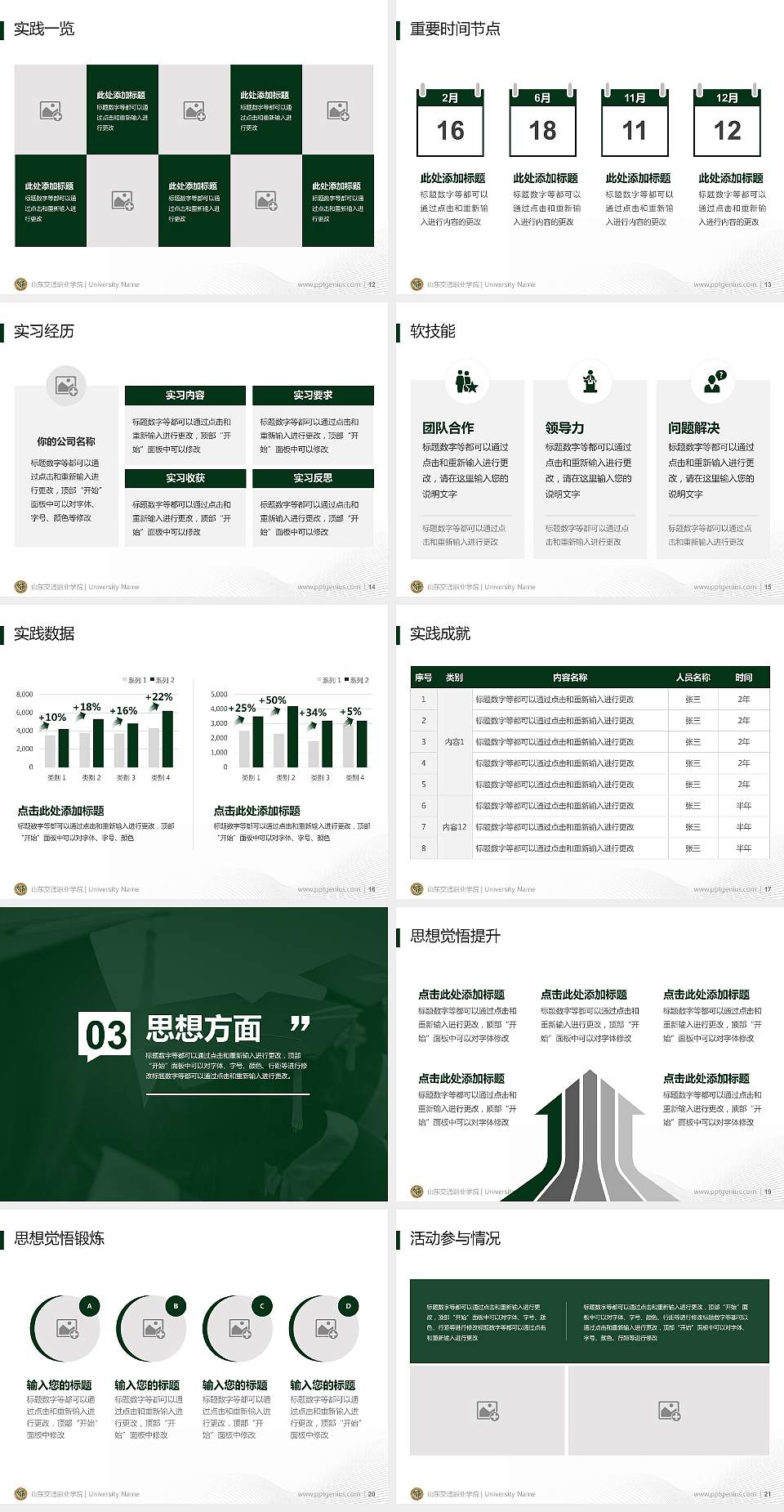 山东交通职业学院专用国家奖学金答辩PPT模板4:3格式幻灯片预览图3