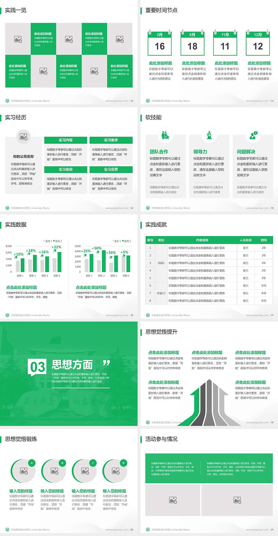 中国青年政治学院专用国家奖学金答辩PPT模板4:3格式幻灯片预览图3
