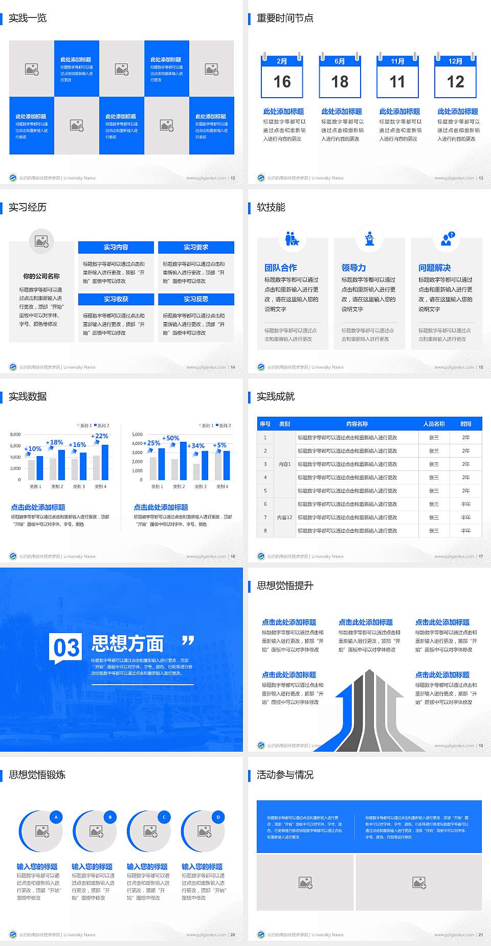 山西机电职业技术学院专用国家奖学金答辩PPT模板4:3格式幻灯片预览图3
