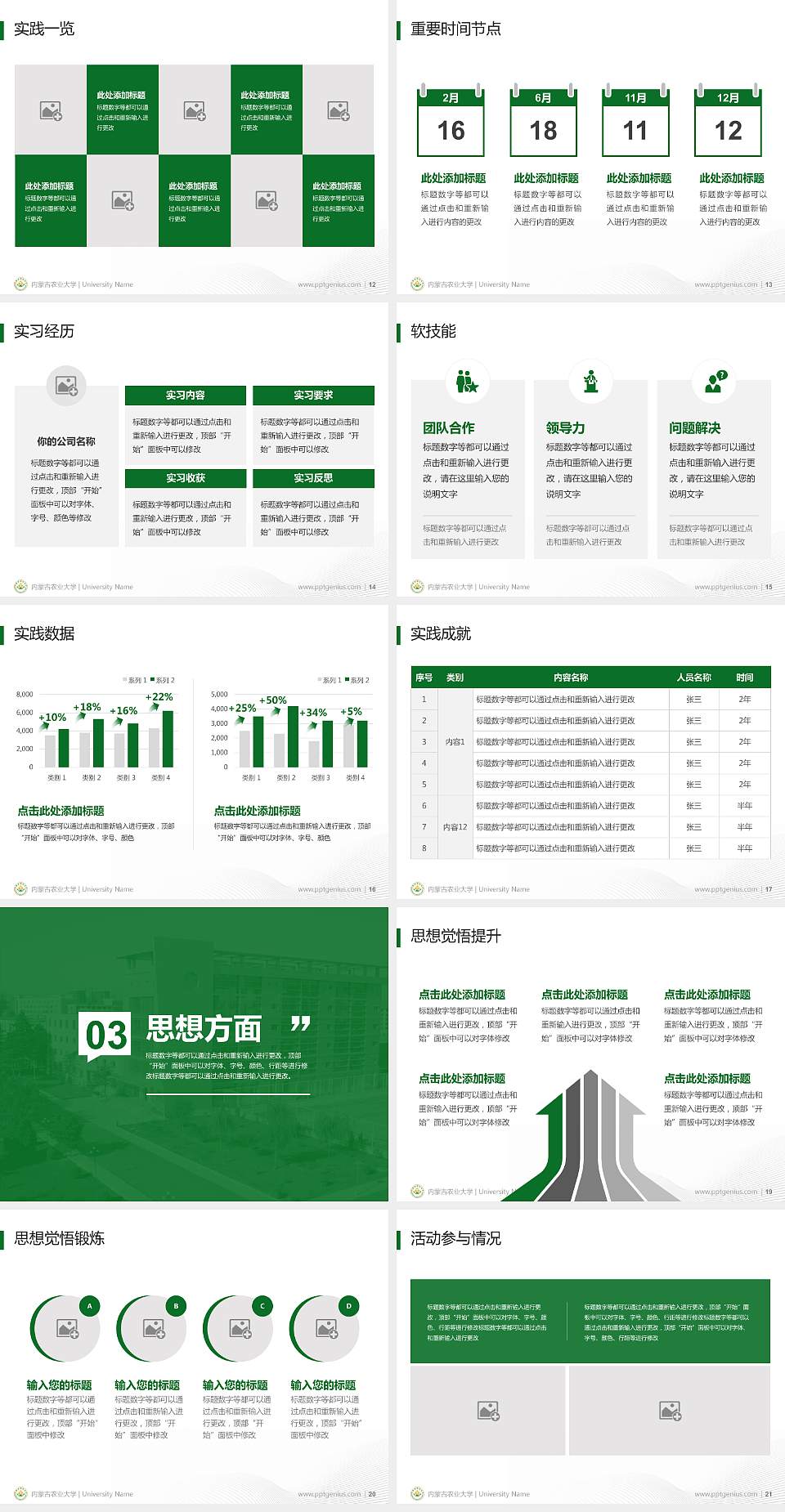 内蒙古农业大学专用国家奖学金答辩PPT模板4:3格式幻灯片预览图3