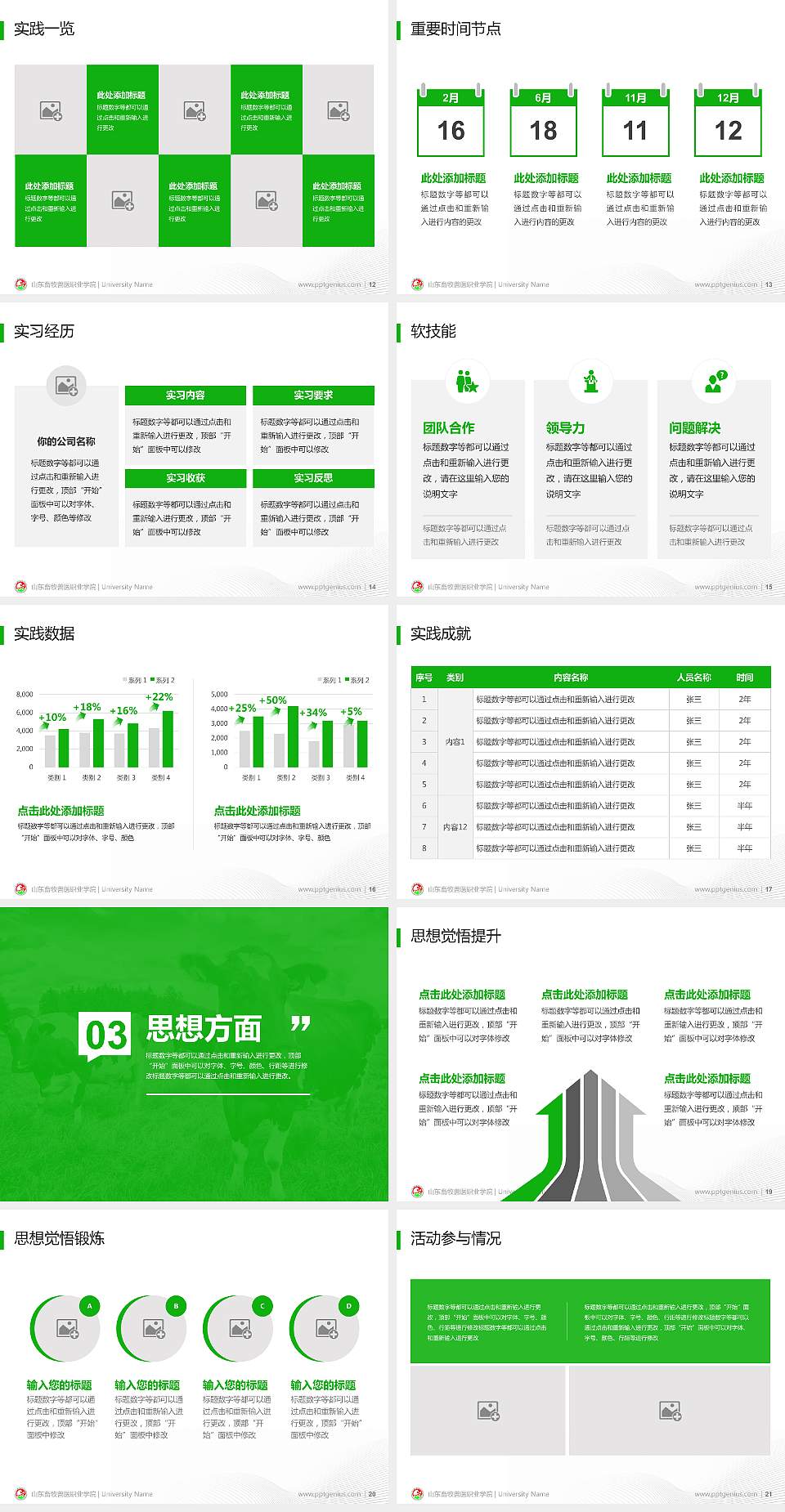 山东畜牧兽医职业学院专用国家奖学金答辩PPT模板4:3格式幻灯片预览图3