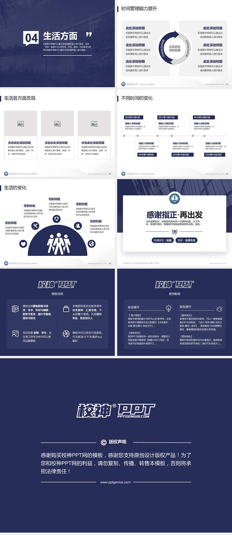 昆明医科大学专用国家奖学金答辩PPT模板4:3格式幻灯片预览图4