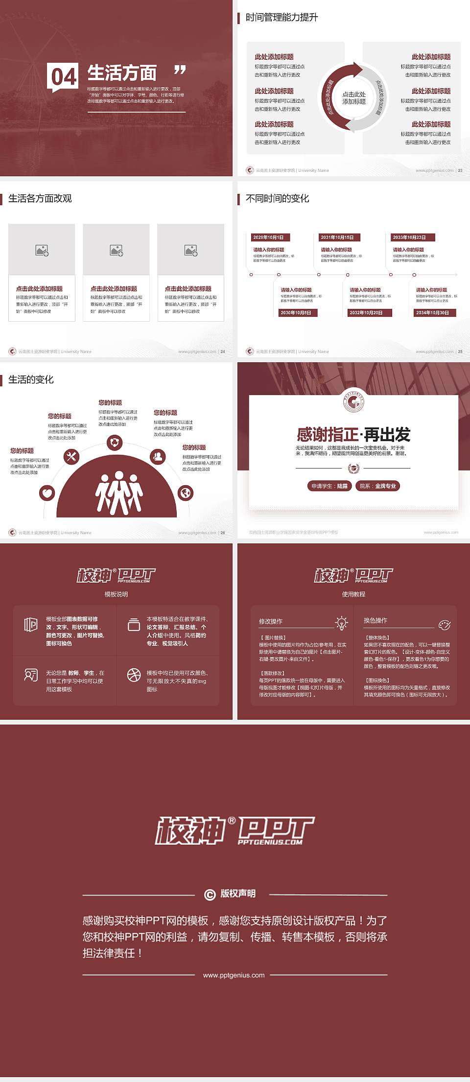 云南国土资源职业学院专用国家奖学金答辩PPT模板4:3格式幻灯片预览图4