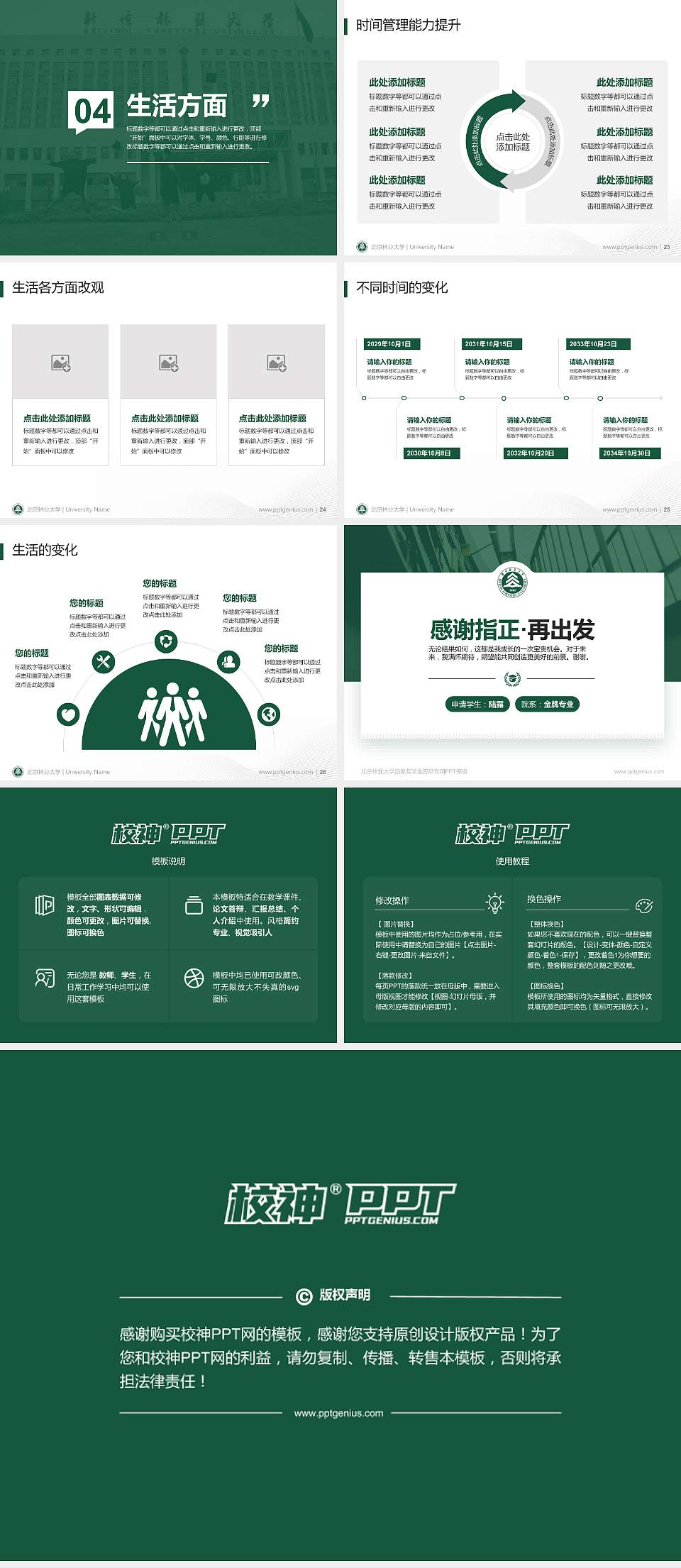 北京林业大学专用国家奖学金答辩PPT模板4:3格式幻灯片预览图4