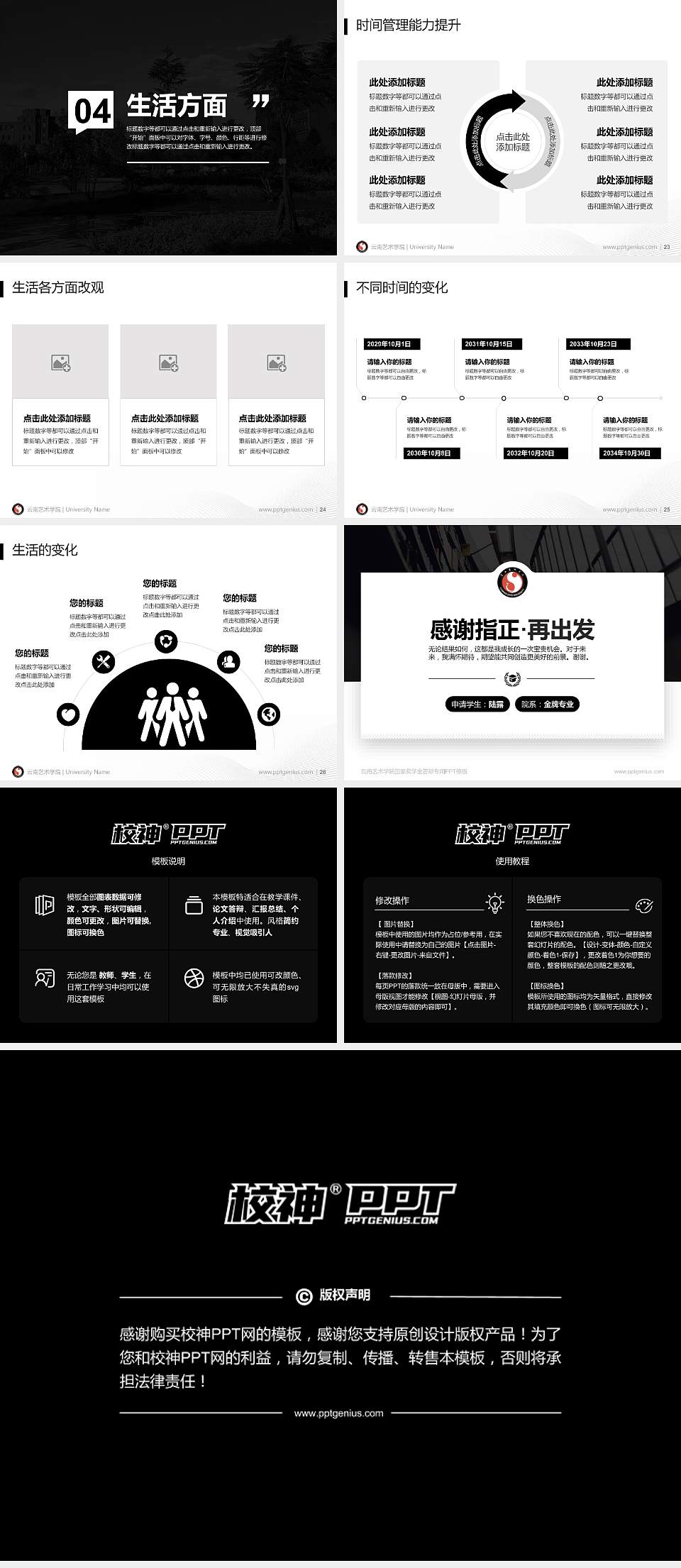 云南艺术学院专用国家奖学金答辩PPT模板4:3格式幻灯片预览图4