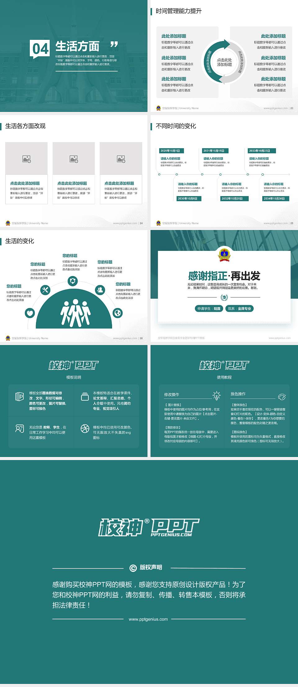 空军指挥学院专用国家奖学金答辩PPT模板4:3格式幻灯片预览图4