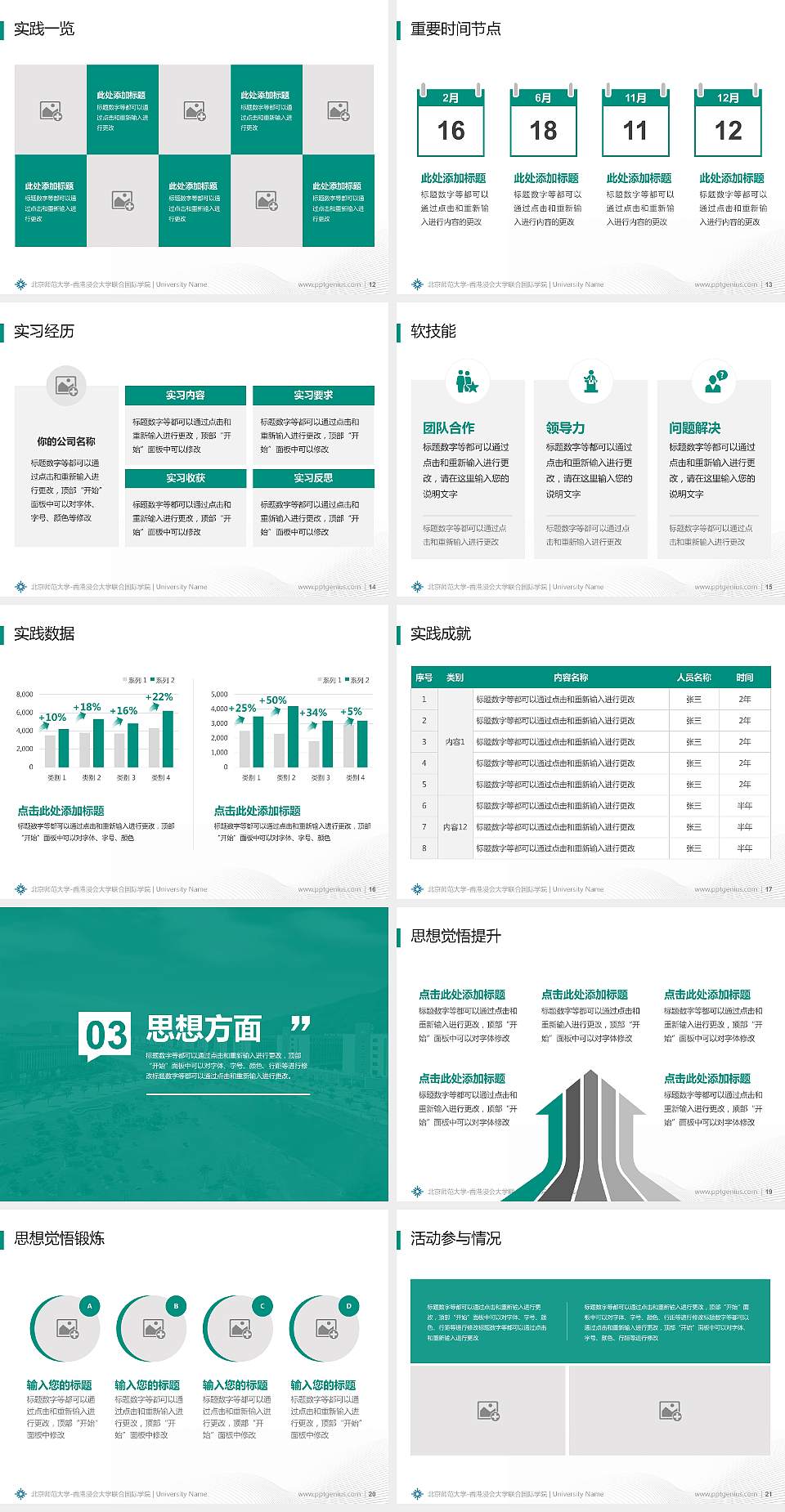 北京师范大学-香港浸会大学联合国际学院专用国家奖学金答辩PPT模板4:3格式幻灯片预览图3