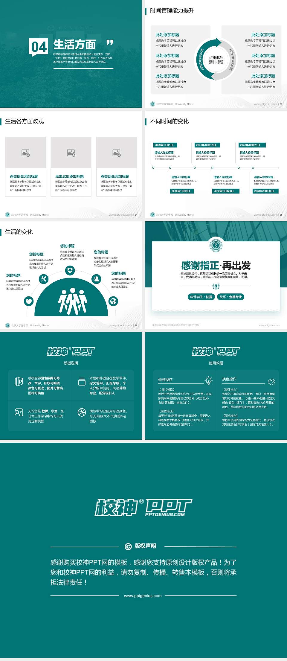 北京大学医学部专用国家奖学金答辩PPT模板4:3格式幻灯片预览图4