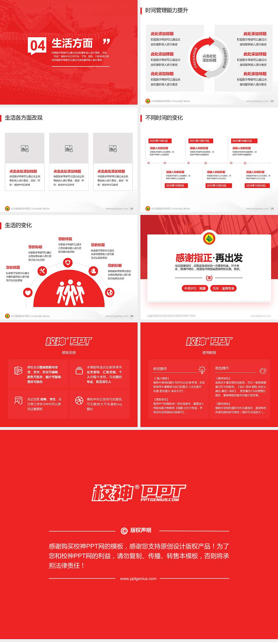 山西管理职业学院专用国家奖学金答辩PPT模板4:3格式幻灯片预览图4