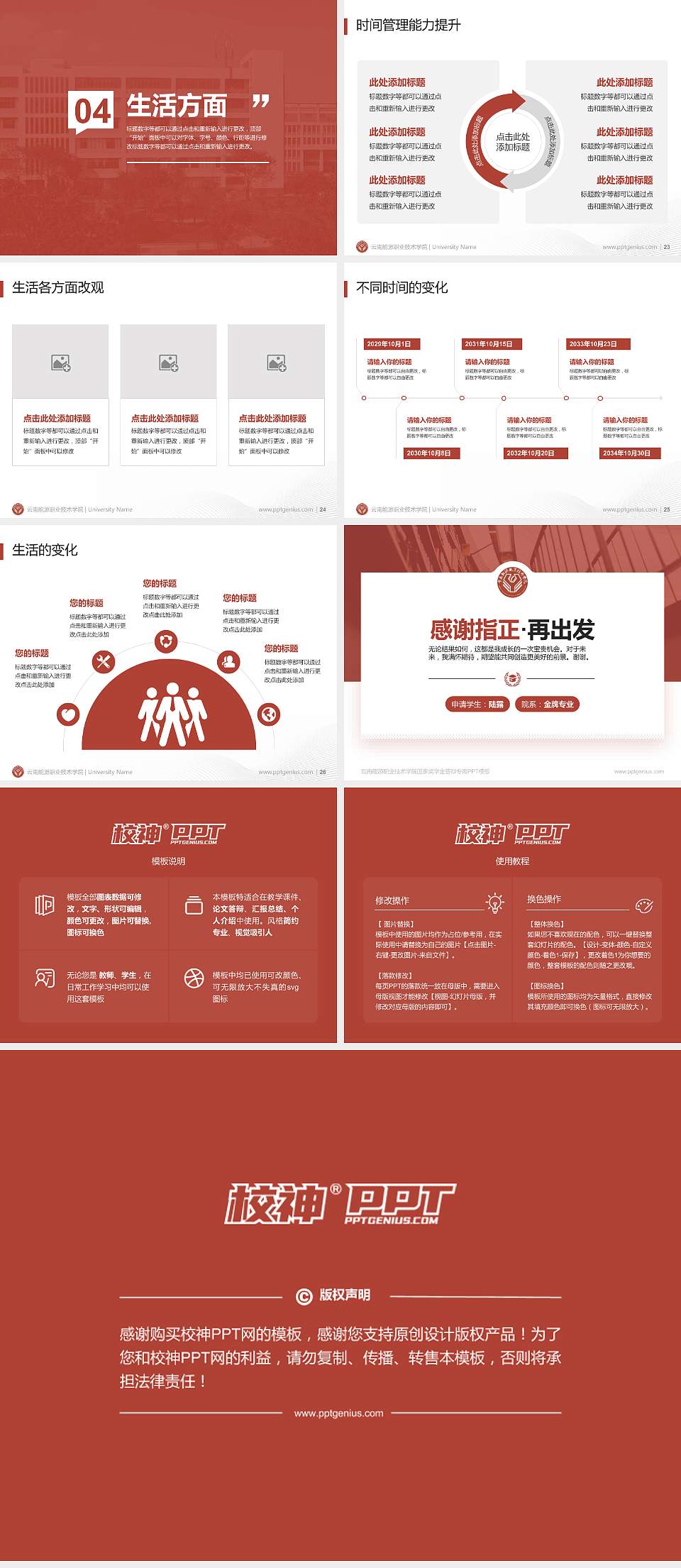 云南能源职业技术学院专用国家奖学金答辩PPT模板4:3格式幻灯片预览图4