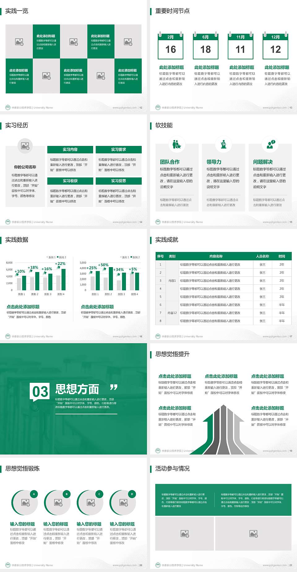 长春职业技术学院专用国家奖学金答辩PPT模板4:3格式幻灯片预览图3