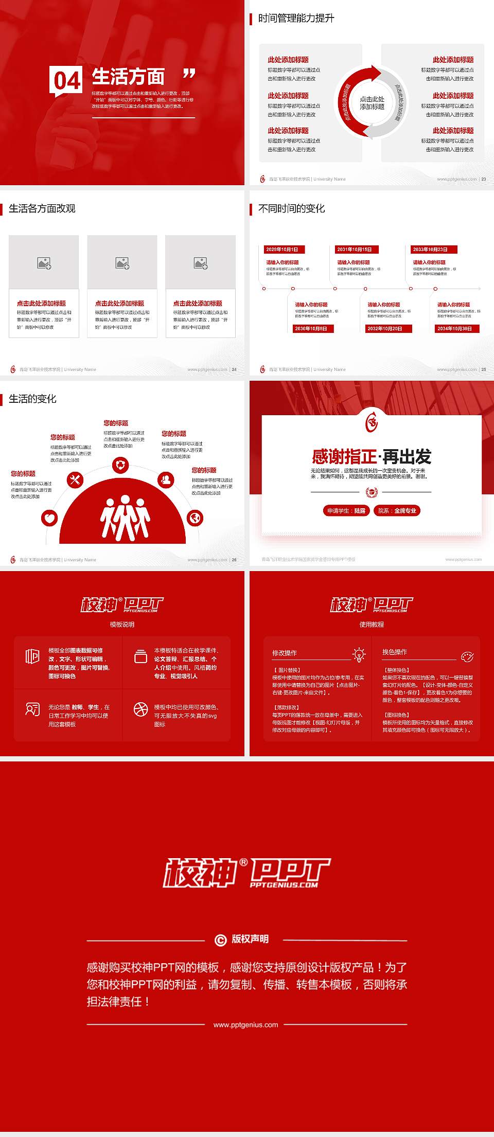 青岛飞洋职业技术学院专用国家奖学金答辩PPT模板4:3格式幻灯片预览图4