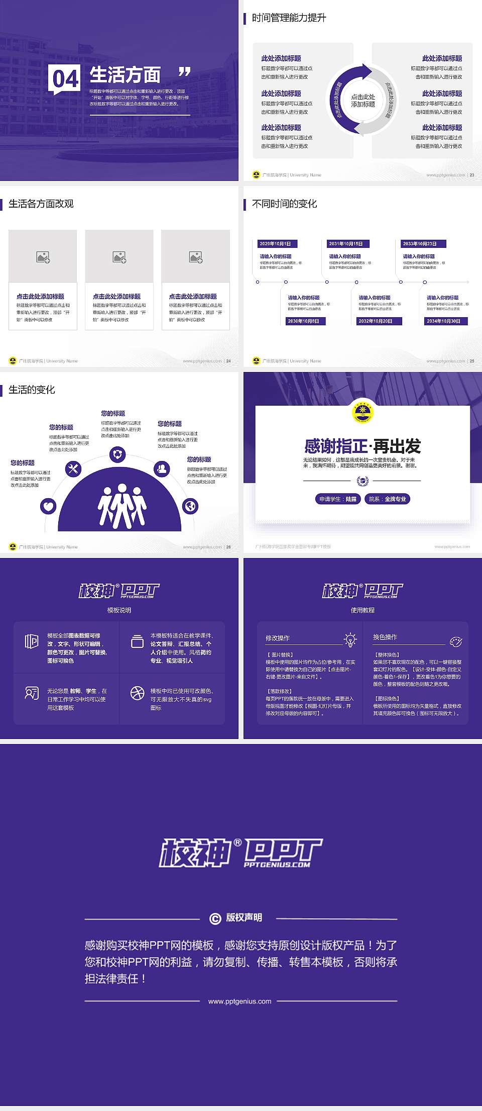 广州航海学院专用国家奖学金答辩PPT模板4:3格式幻灯片预览图4