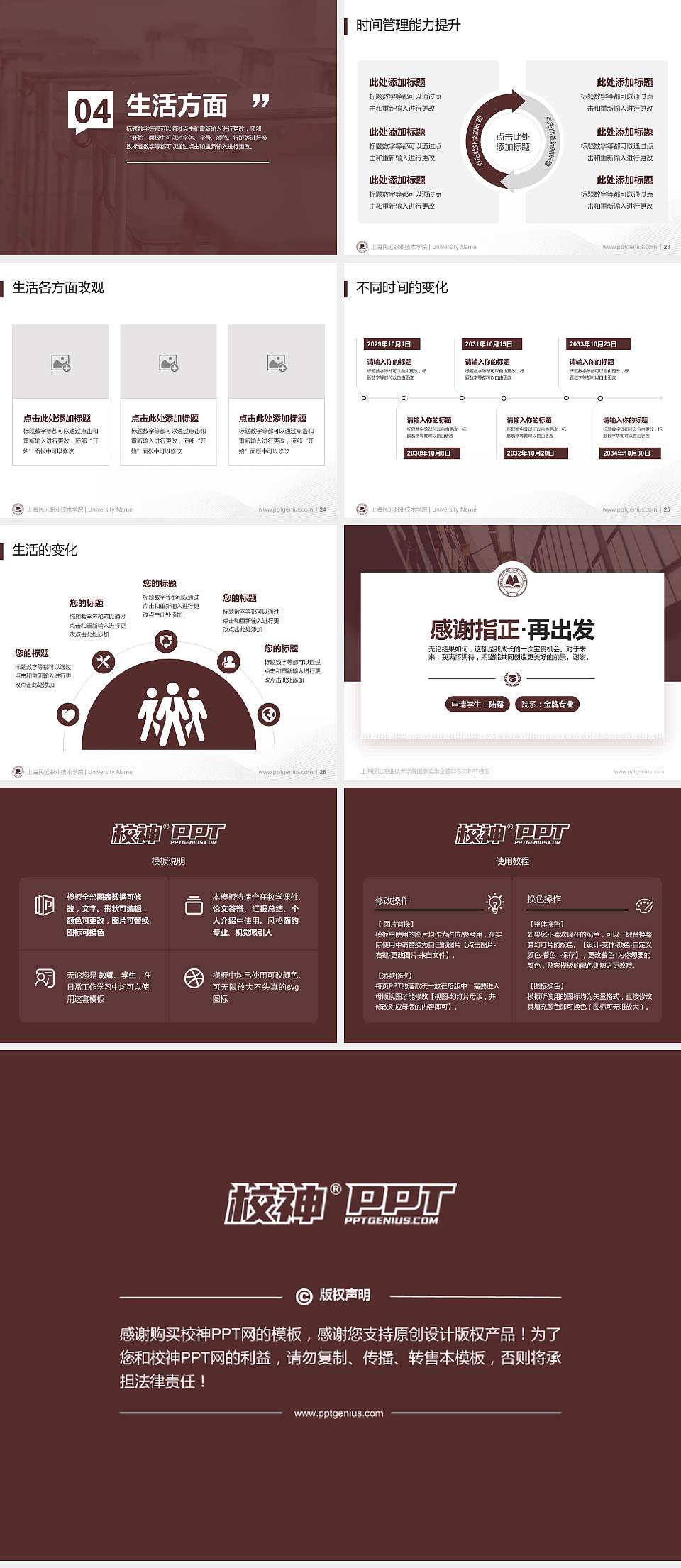 上海民远职业技术学院专用国家奖学金答辩PPT模板4:3格式幻灯片预览图4