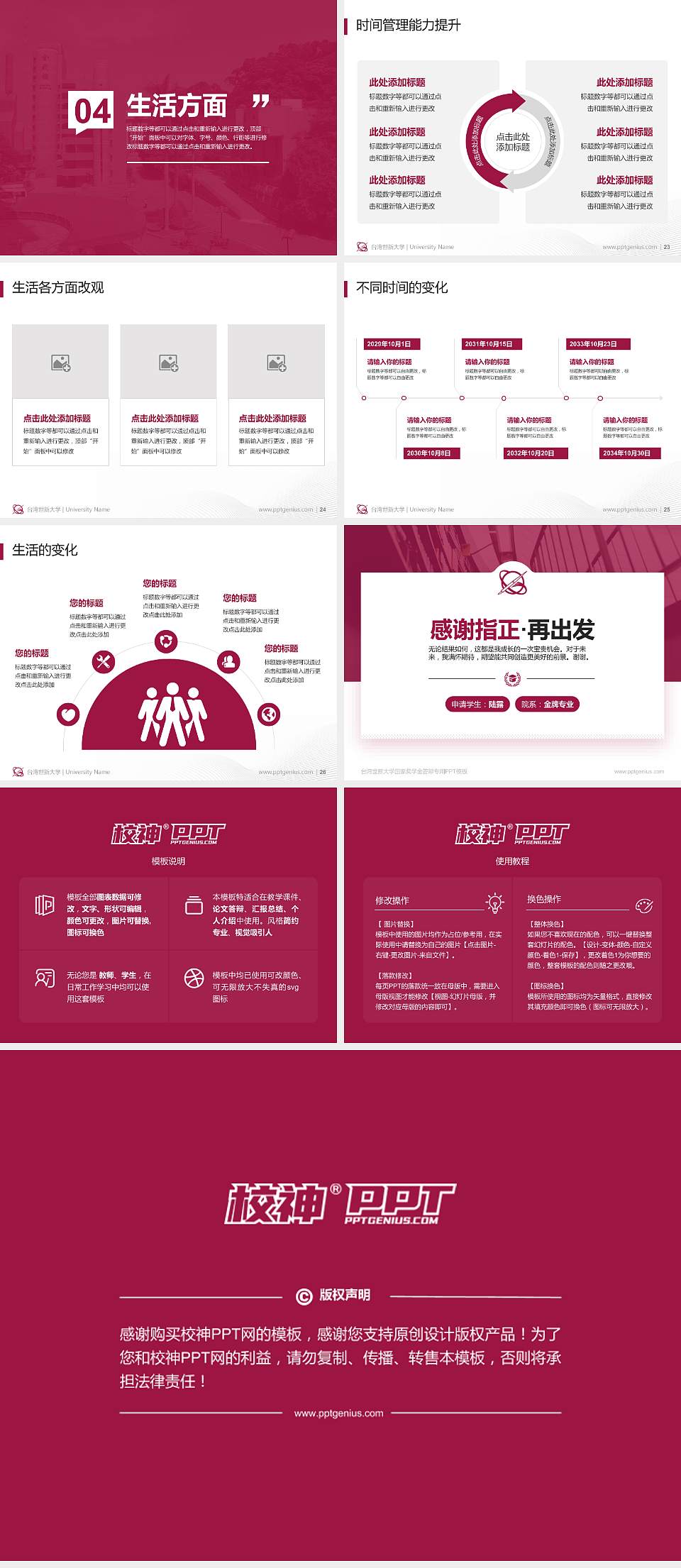 台湾世新大学专用国家奖学金答辩PPT模板4:3格式幻灯片预览图4