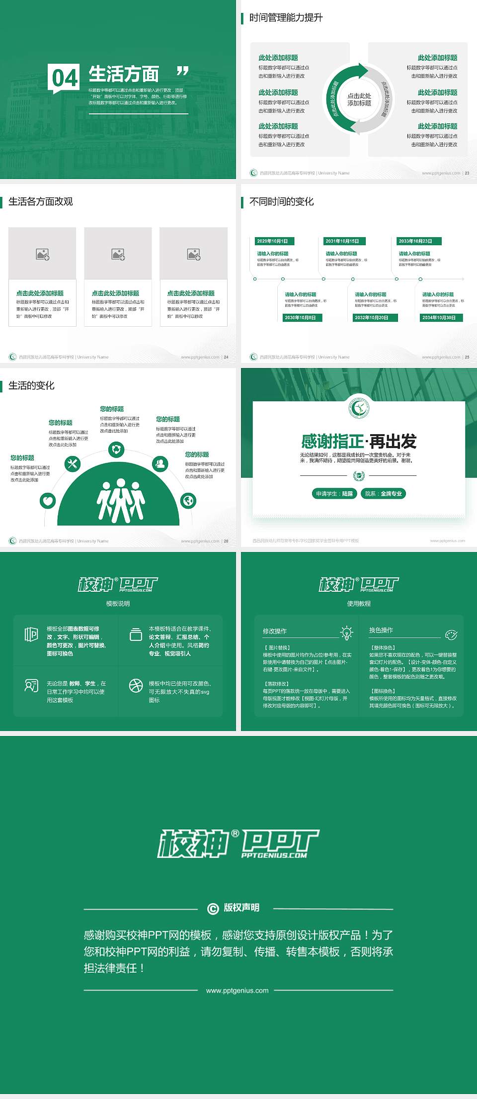 西昌民族幼儿师范高等专科学校专用国家奖学金答辩PPT模板4:3格式幻灯片预览图4