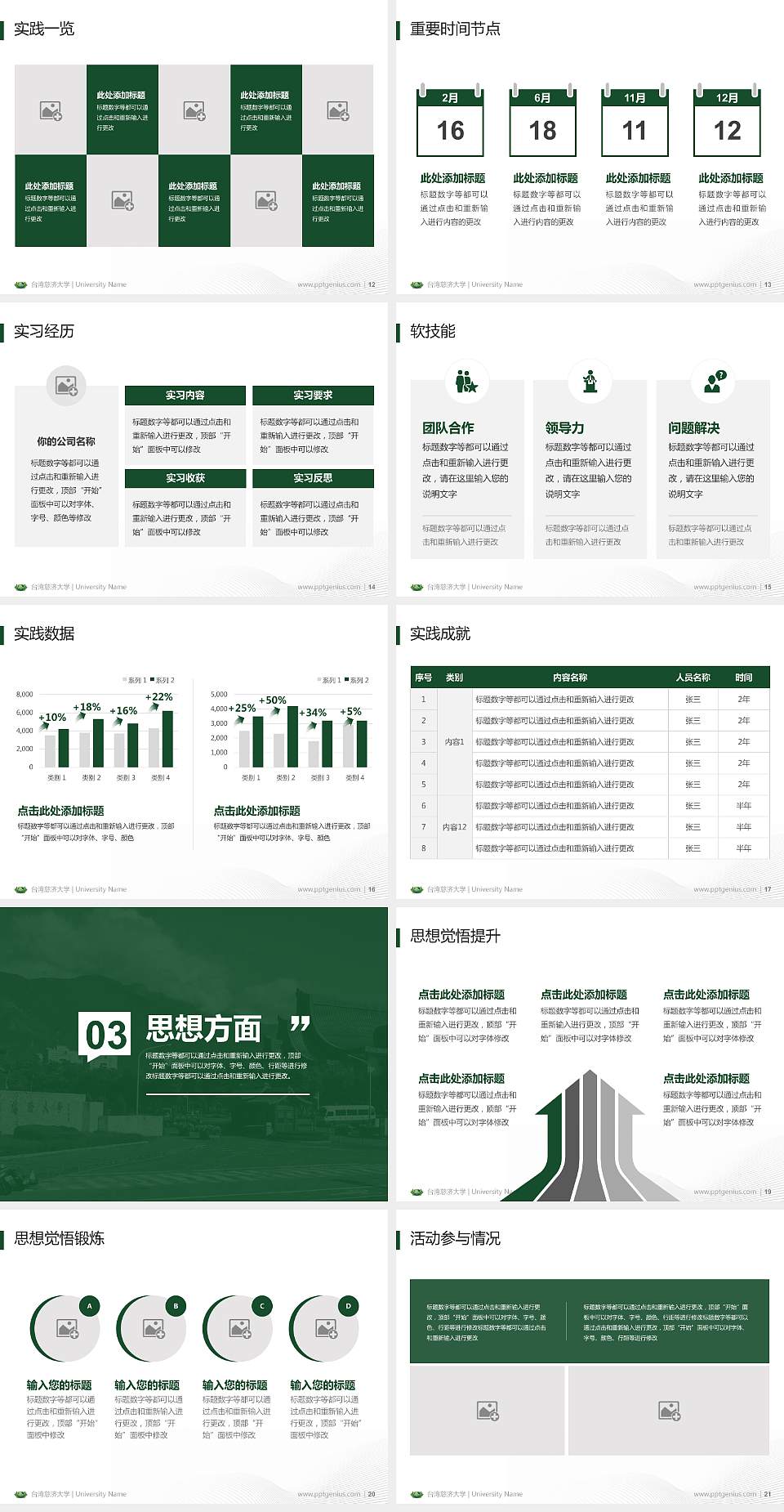 台湾慈济大学专用国家奖学金答辩PPT模板4:3格式幻灯片预览图3