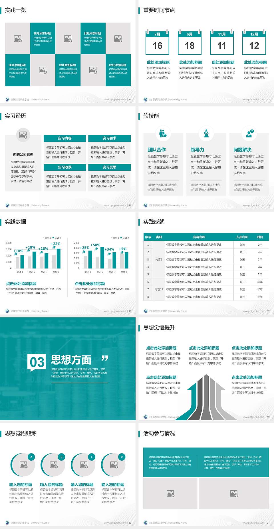 四川财经职业学院专用国家奖学金答辩PPT模板4:3格式幻灯片预览图3