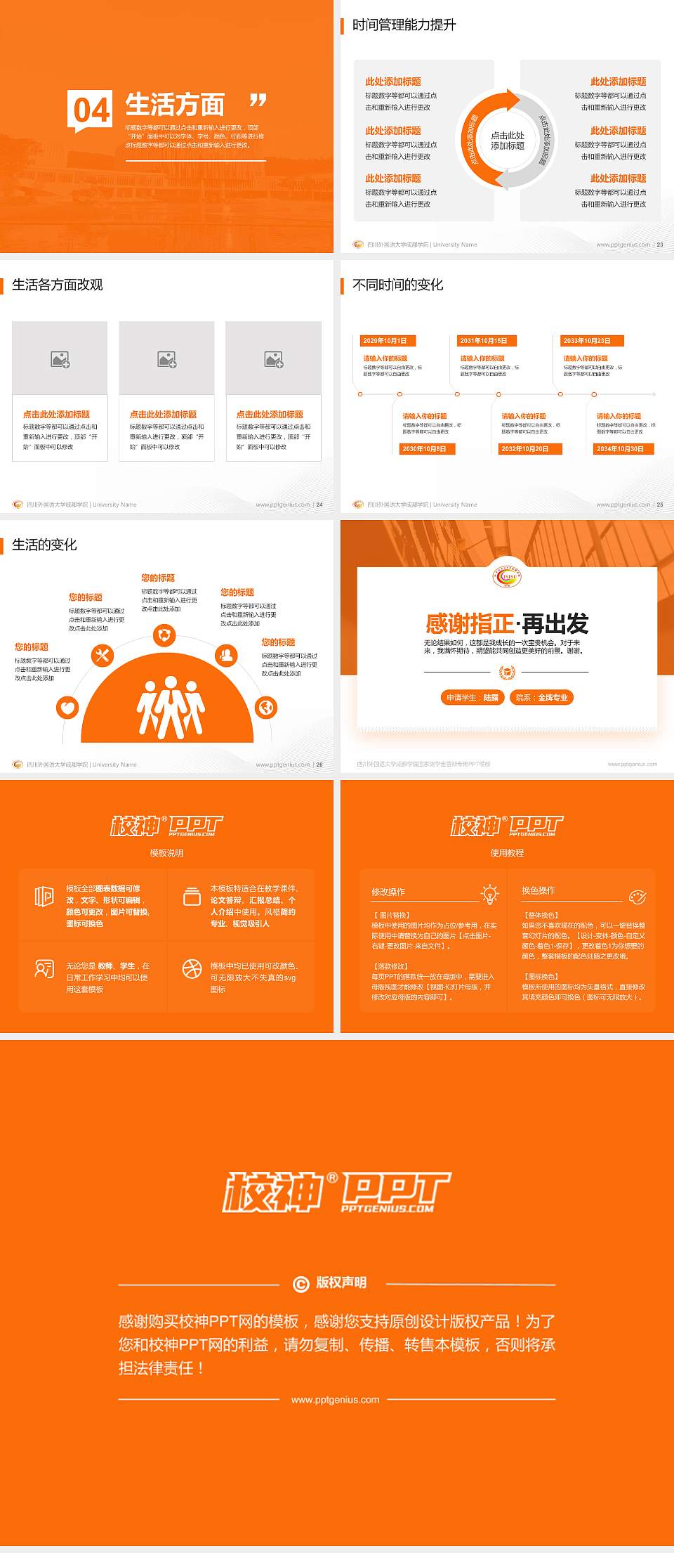 四川外国语大学成都学院专用国家奖学金答辩PPT模板4:3格式幻灯片预览图4