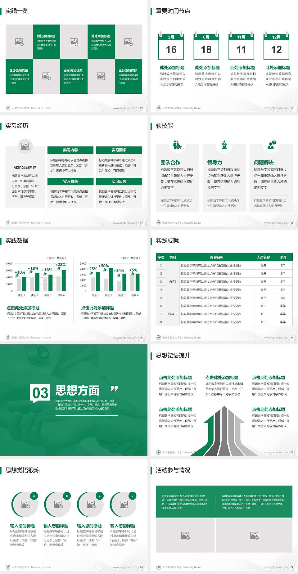 天津中医药大学专用国家奖学金答辩PPT模板4:3格式幻灯片预览图3
