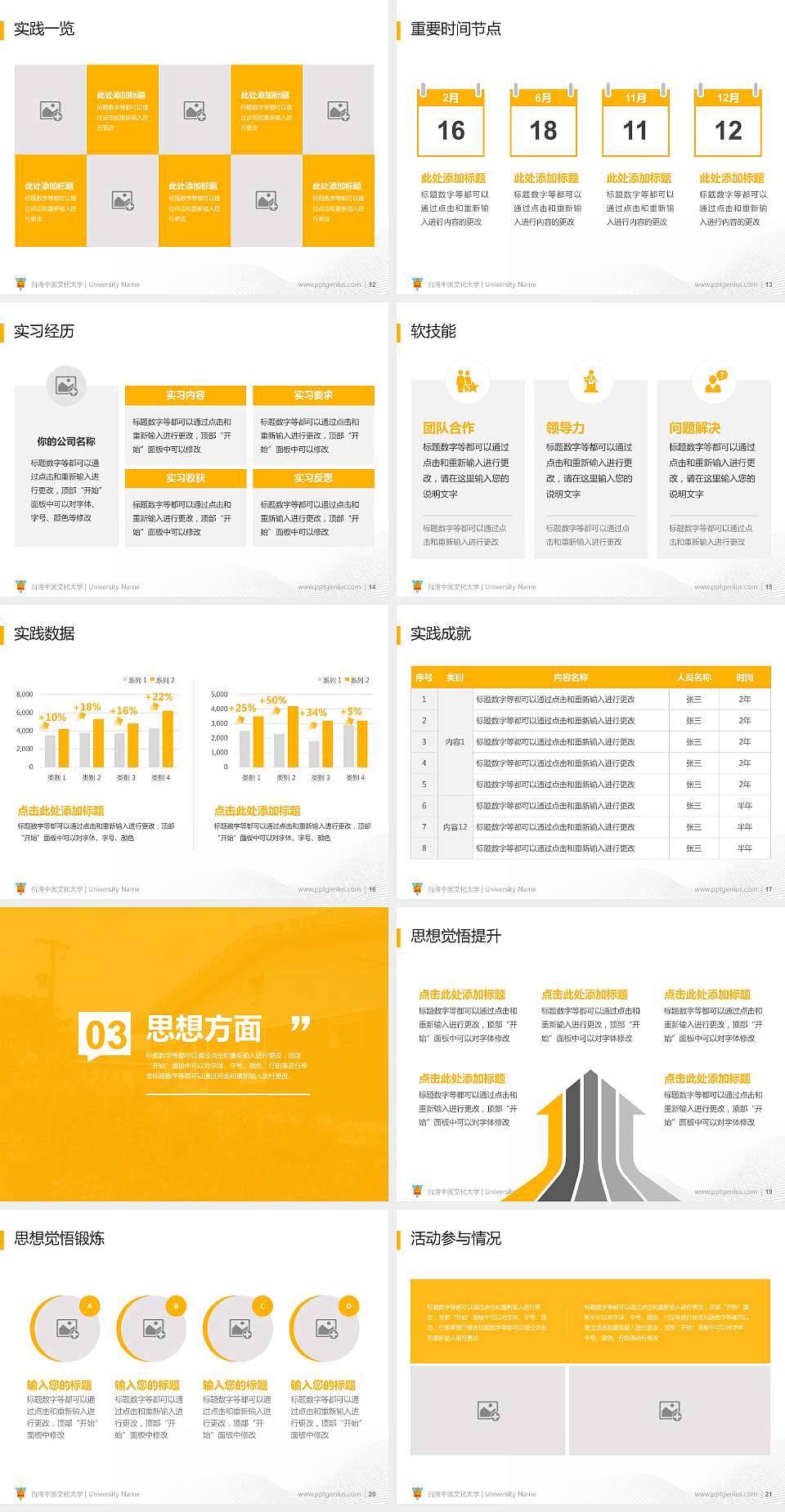 台湾中国文化大学专用国家奖学金答辩PPT模板4:3格式幻灯片预览图3