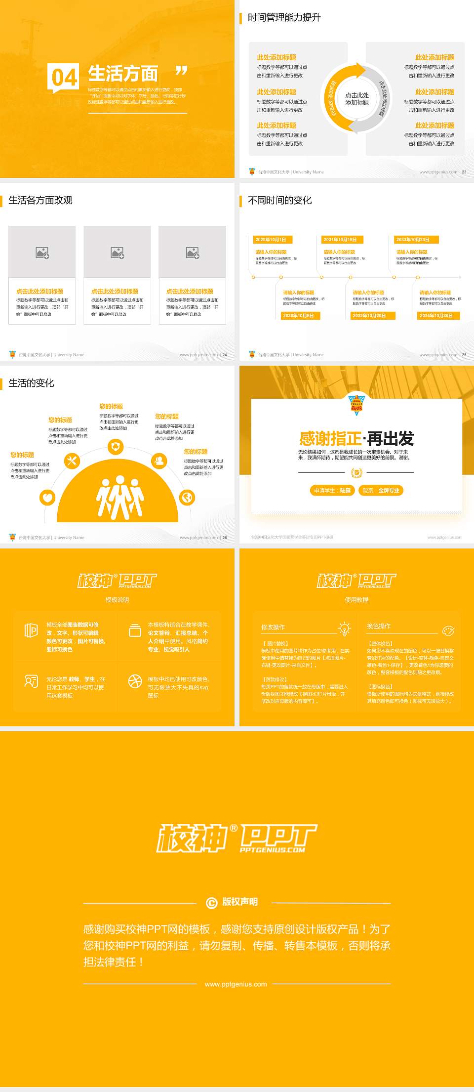 台湾中国文化大学专用国家奖学金答辩PPT模板4:3格式幻灯片预览图4