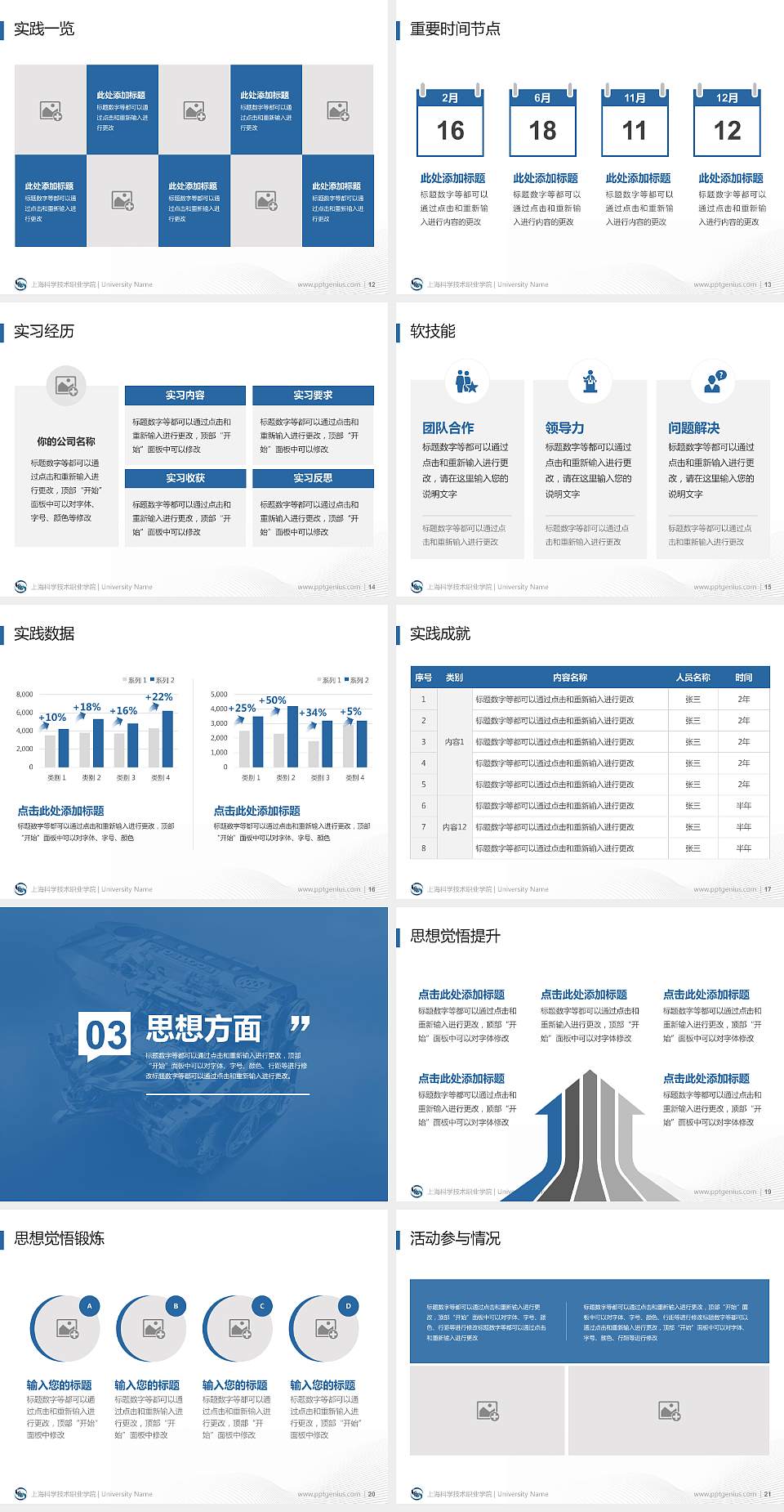 上海科学技术职业学院专用国家奖学金答辩PPT模板4:3格式幻灯片预览图3