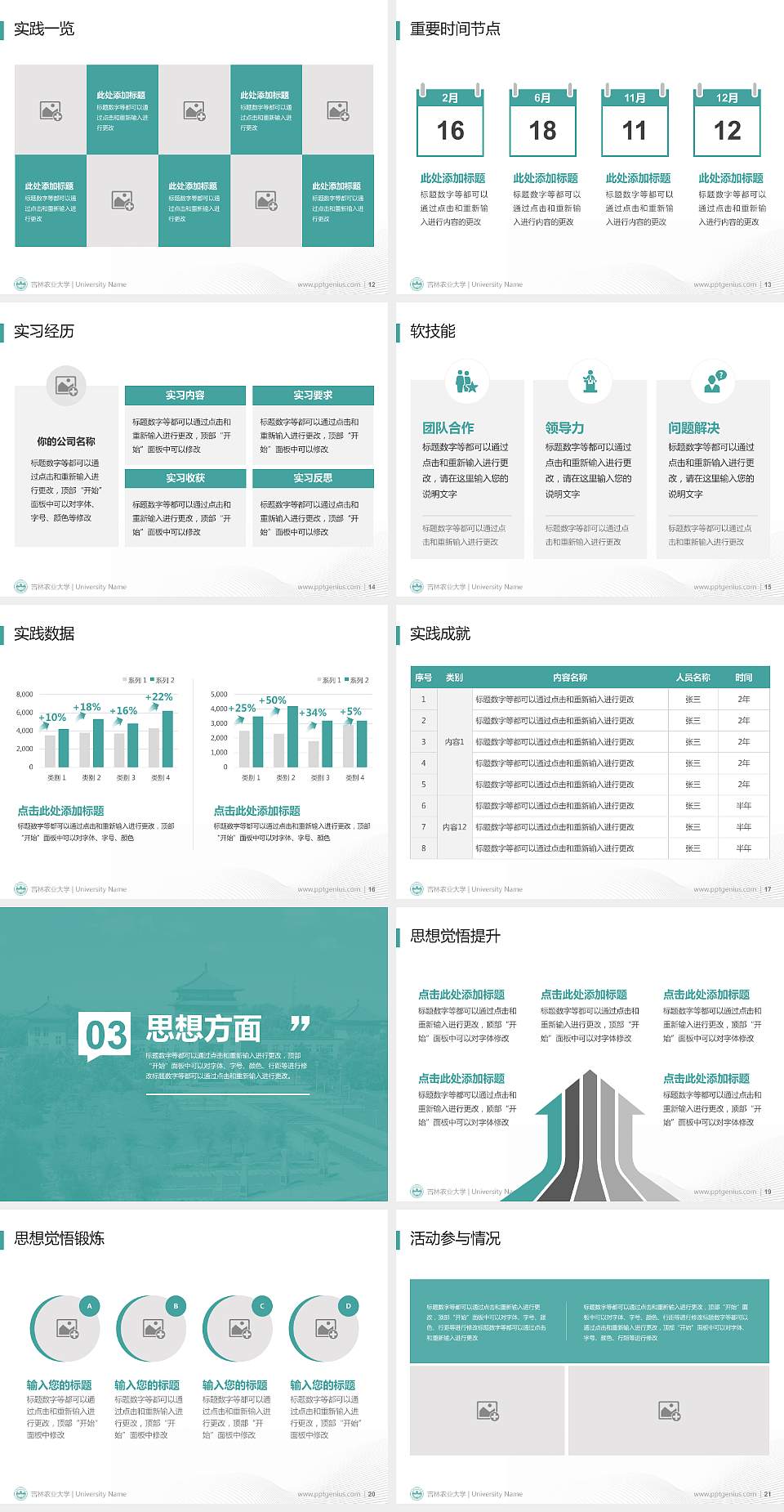 吉林农业大学专用国家奖学金答辩PPT模板4:3格式幻灯片预览图3