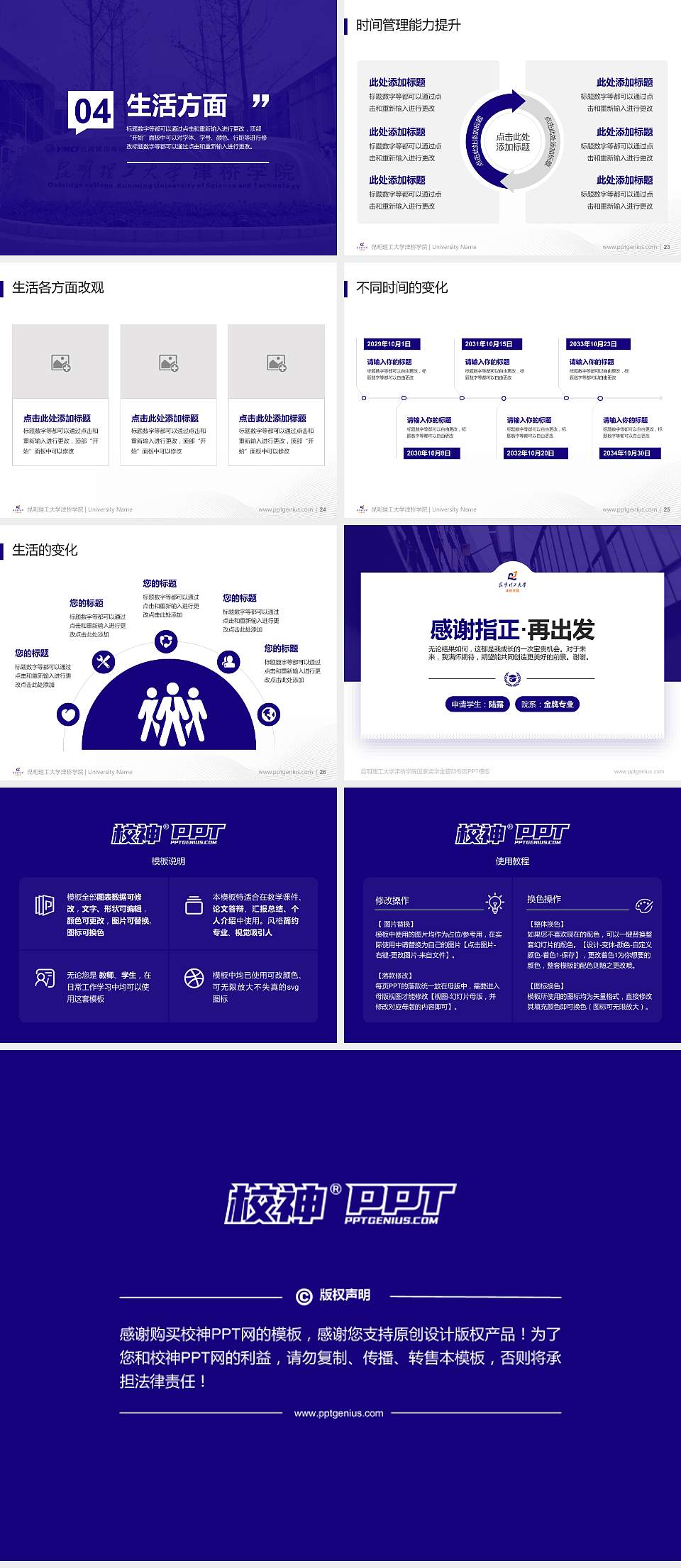 昆明理工大学津桥学院专用国家奖学金答辩PPT模板4:3格式幻灯片预览图4