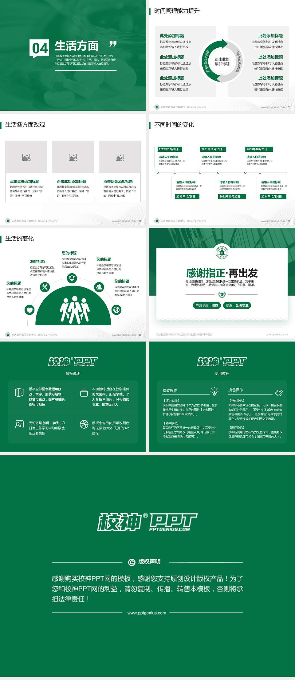 安庆医药高等专科学校专用国家奖学金答辩PPT模板4:3格式幻灯片预览图4