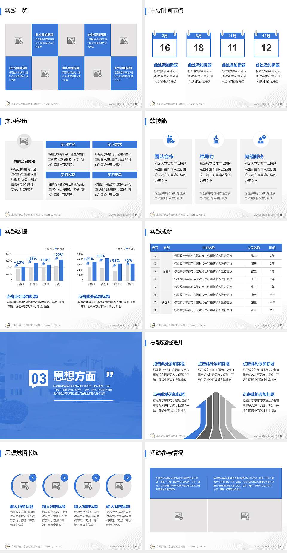 阜阳师范大学信息工程学院专用国家奖学金答辩PPT模板4:3格式幻灯片预览图3