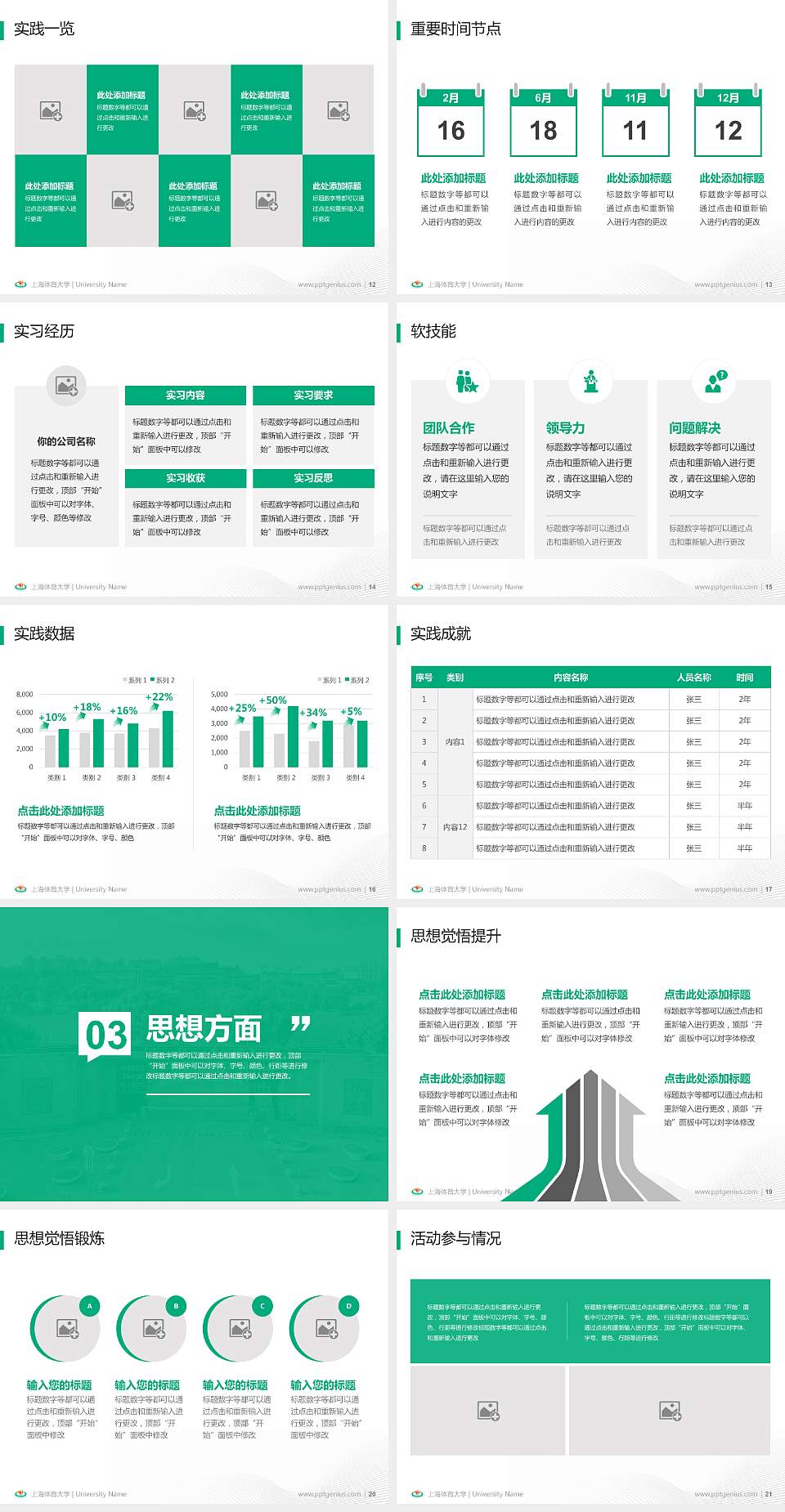上海体育大学专用国家奖学金答辩PPT模板4:3格式幻灯片预览图3