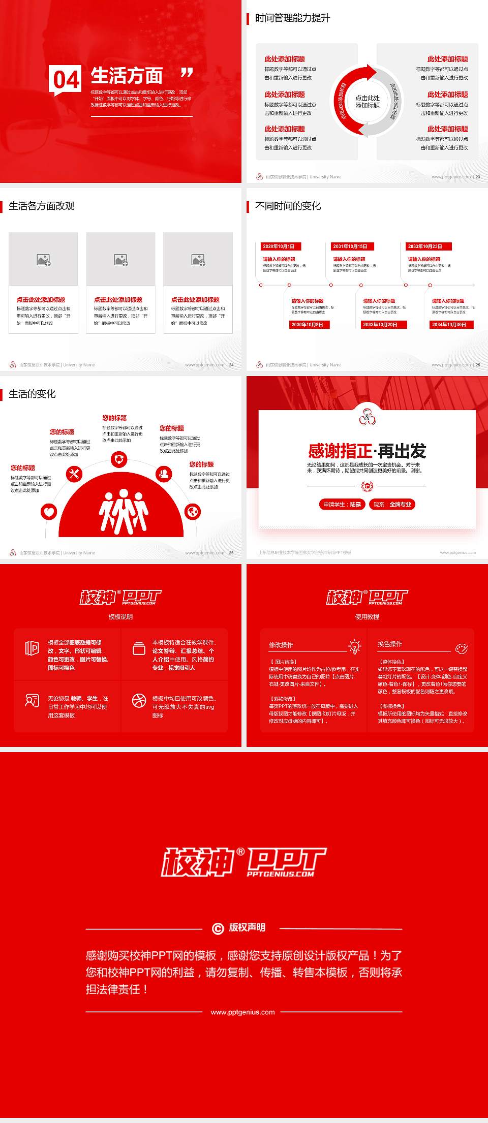 山东信息职业技术学院专用国家奖学金答辩PPT模板4:3格式幻灯片预览图4