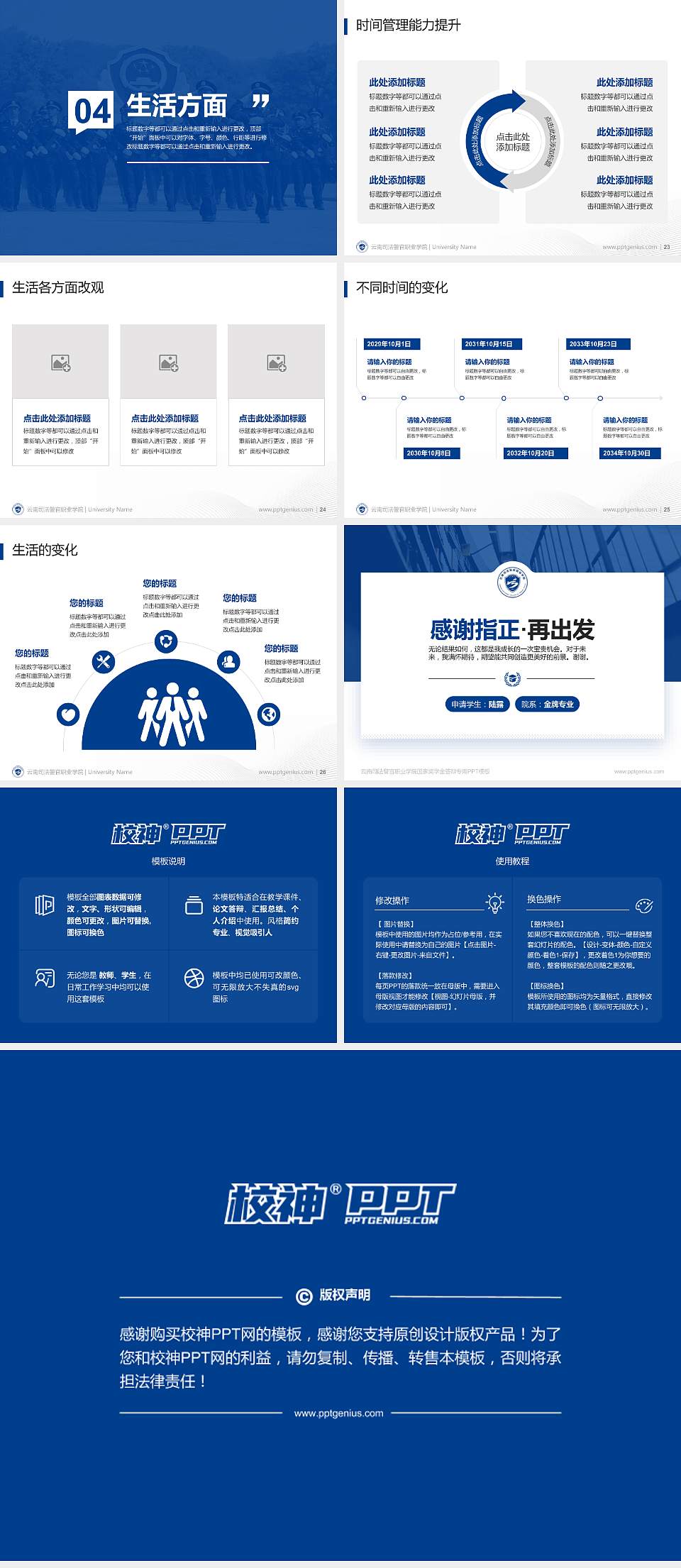 云南司法警官职业学院专用国家奖学金答辩PPT模板4:3格式幻灯片预览图4