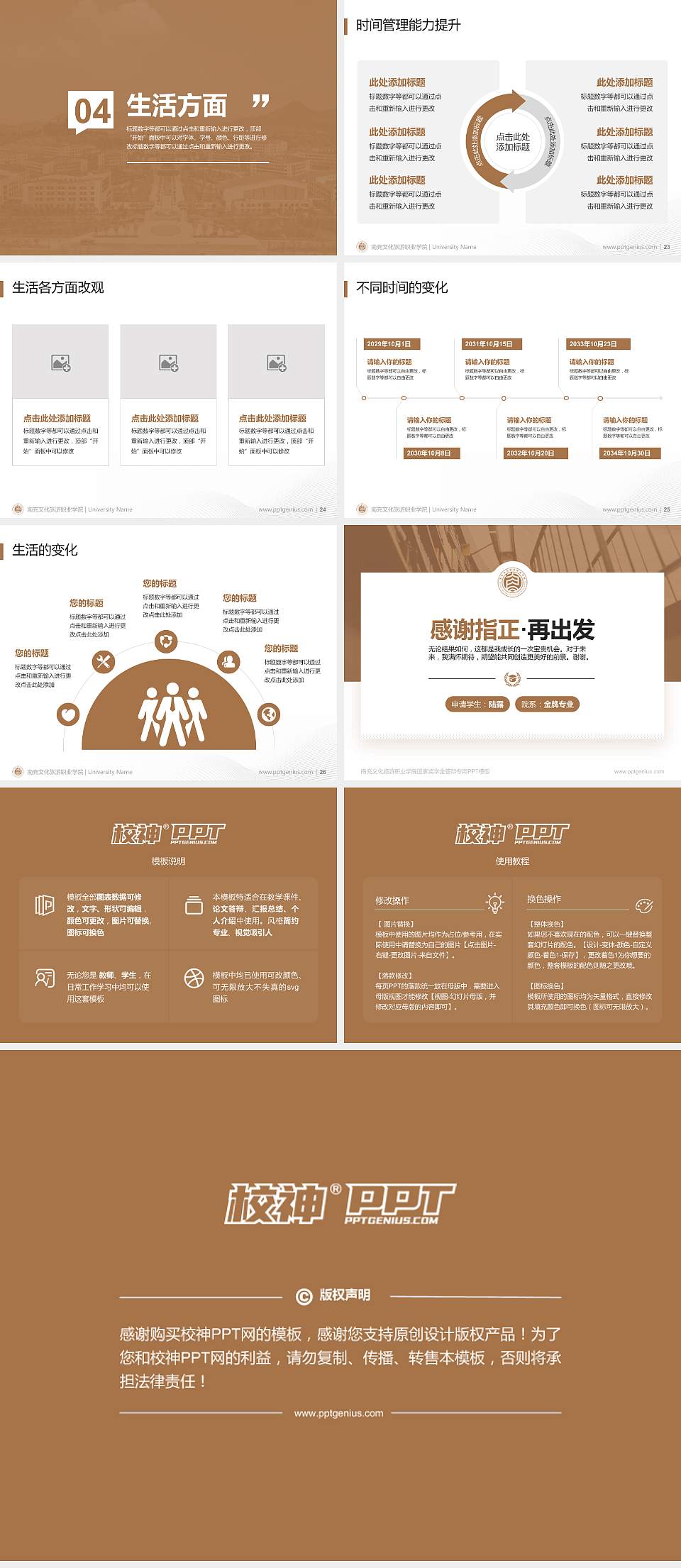 南充文化旅游职业学院专用国家奖学金答辩PPT模板4:3格式幻灯片预览图4