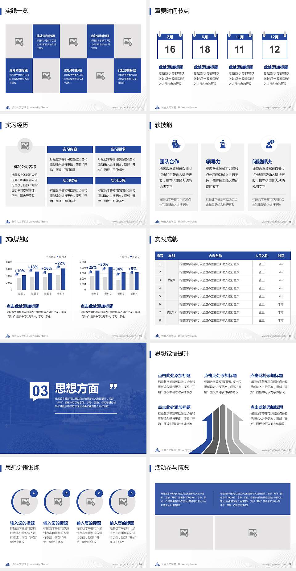 长春人文学院专用国家奖学金答辩PPT模板4:3格式幻灯片预览图3
