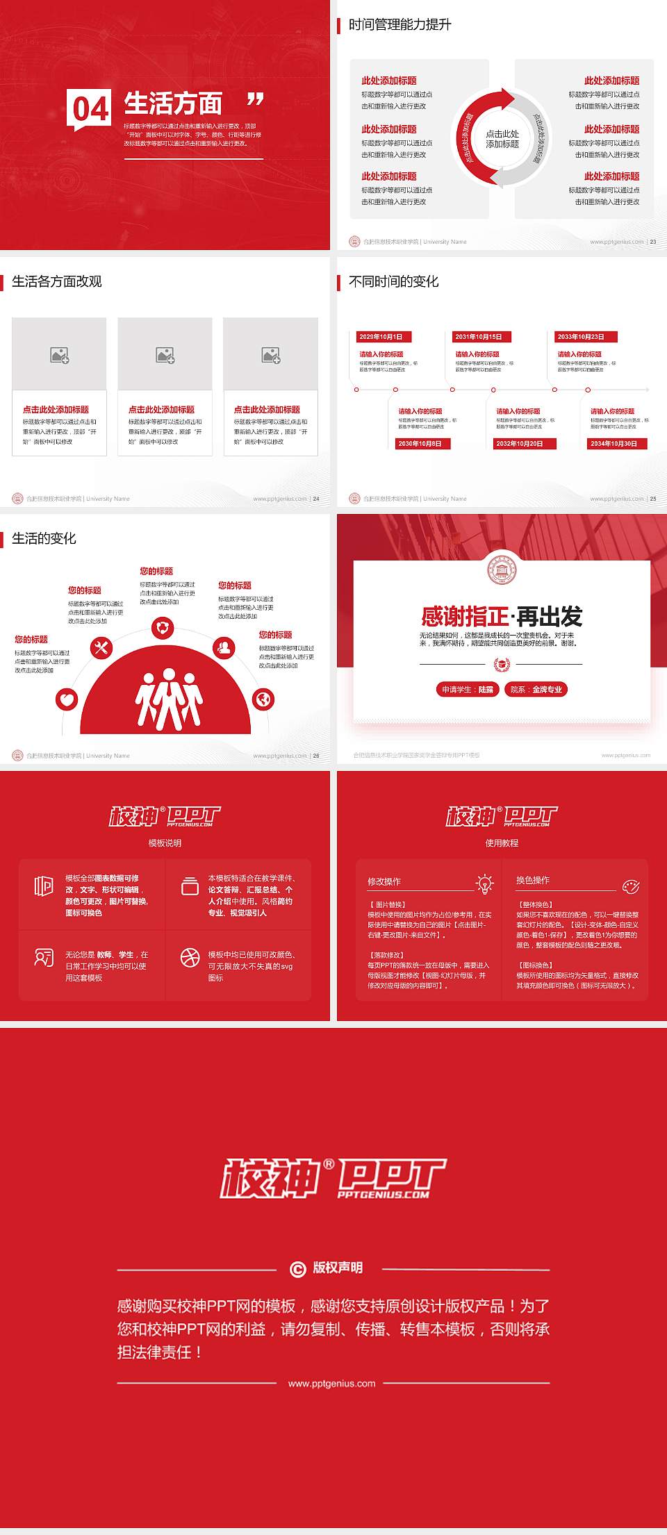 合肥信息技术职业学院专用国家奖学金答辩PPT模板4:3格式幻灯片预览图4