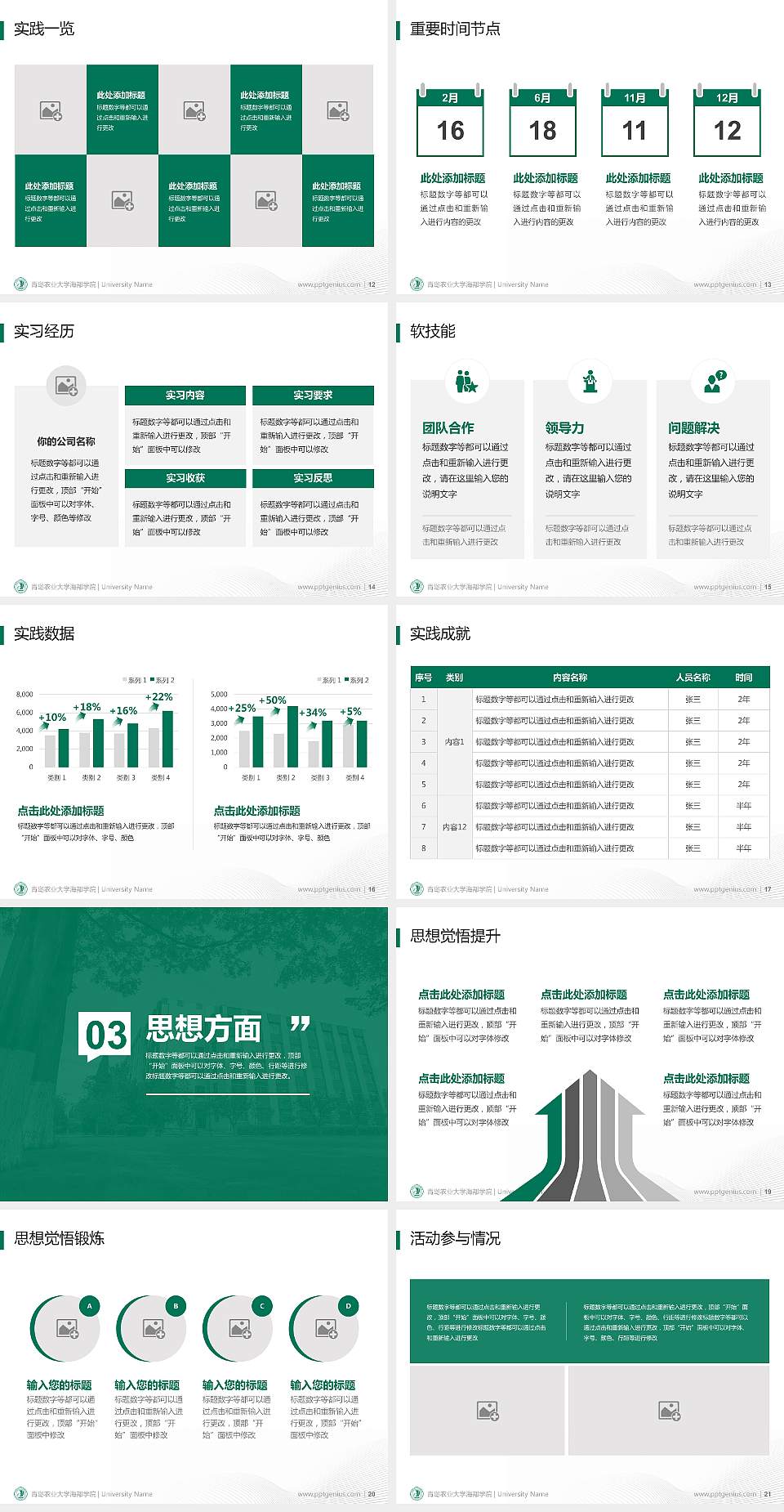 青岛农业大学海都学院专用国家奖学金答辩PPT模板4:3格式幻灯片预览图3