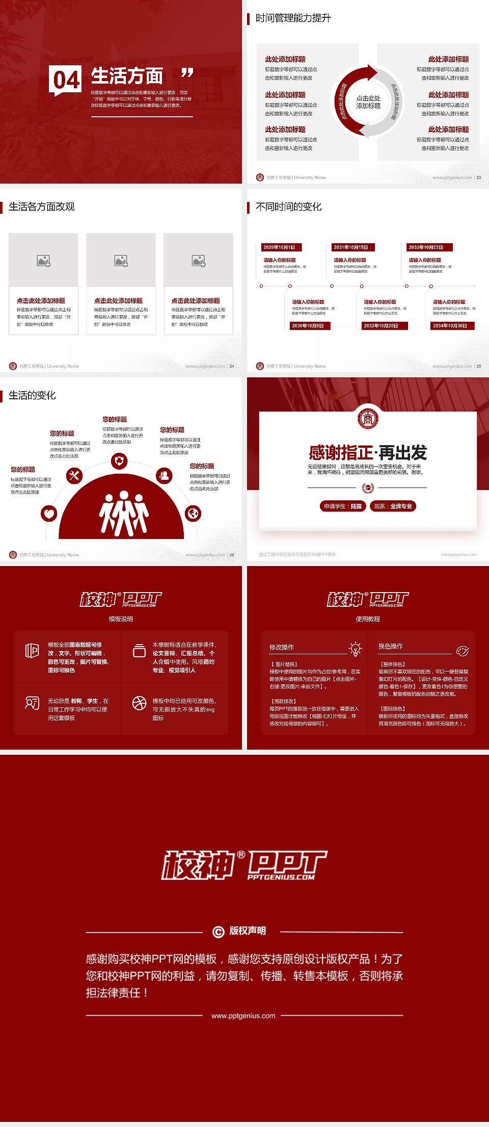 西安工商学院专用国家奖学金答辩PPT模板4:3格式幻灯片预览图4