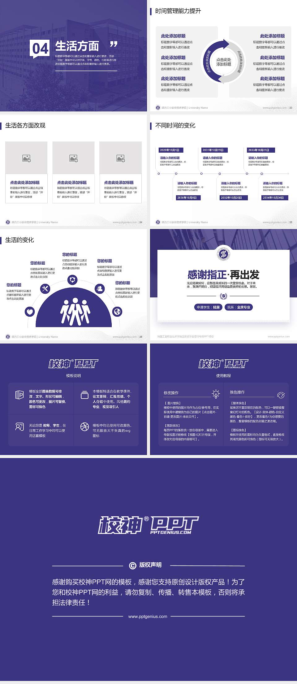 陕西工业职业技术学院专用国家奖学金答辩PPT模板4:3格式幻灯片预览图4