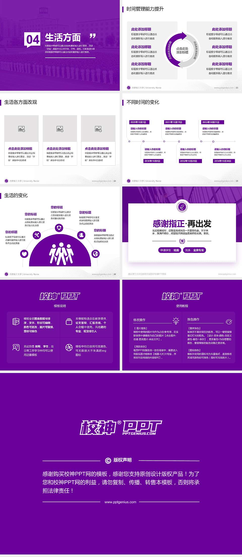 西安理工大学专用国家奖学金答辩PPT模板4:3格式幻灯片预览图4