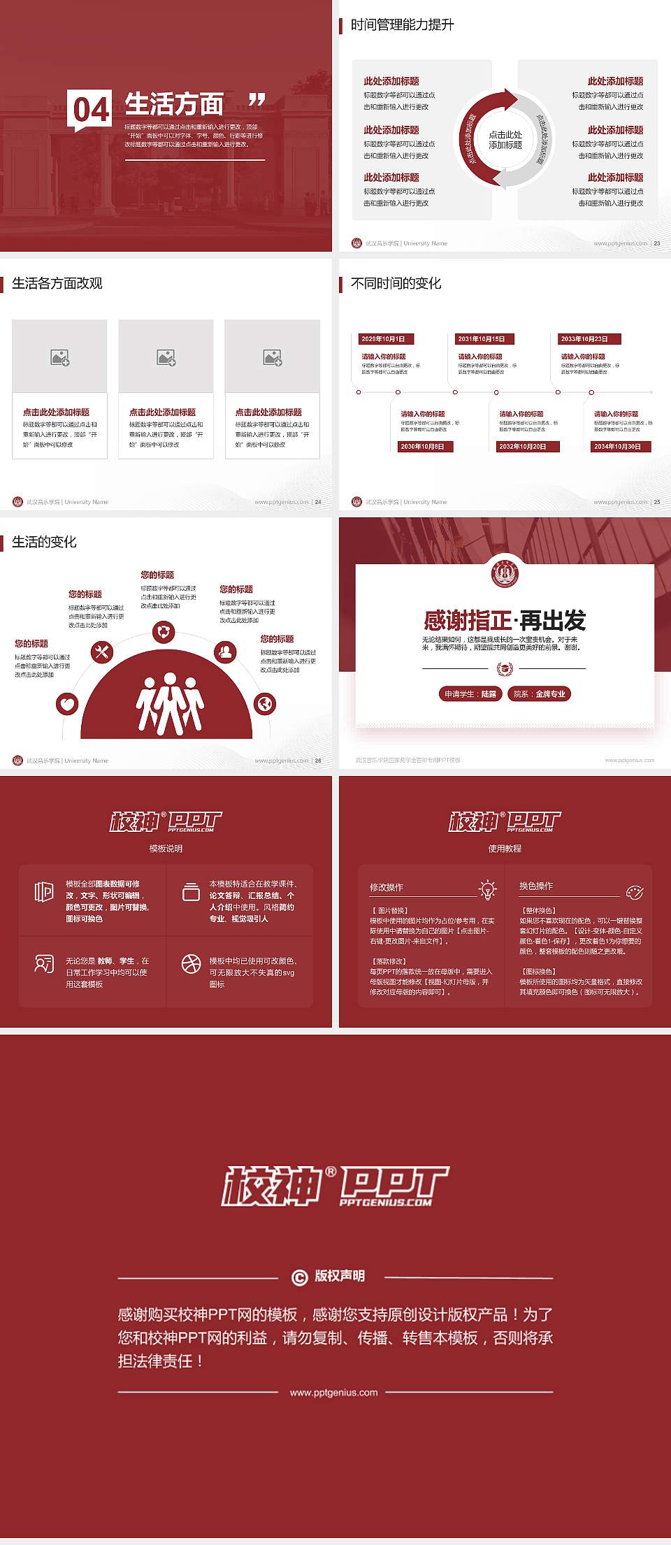 武汉音乐学院专用国家奖学金答辩PPT模板4:3格式幻灯片预览图4