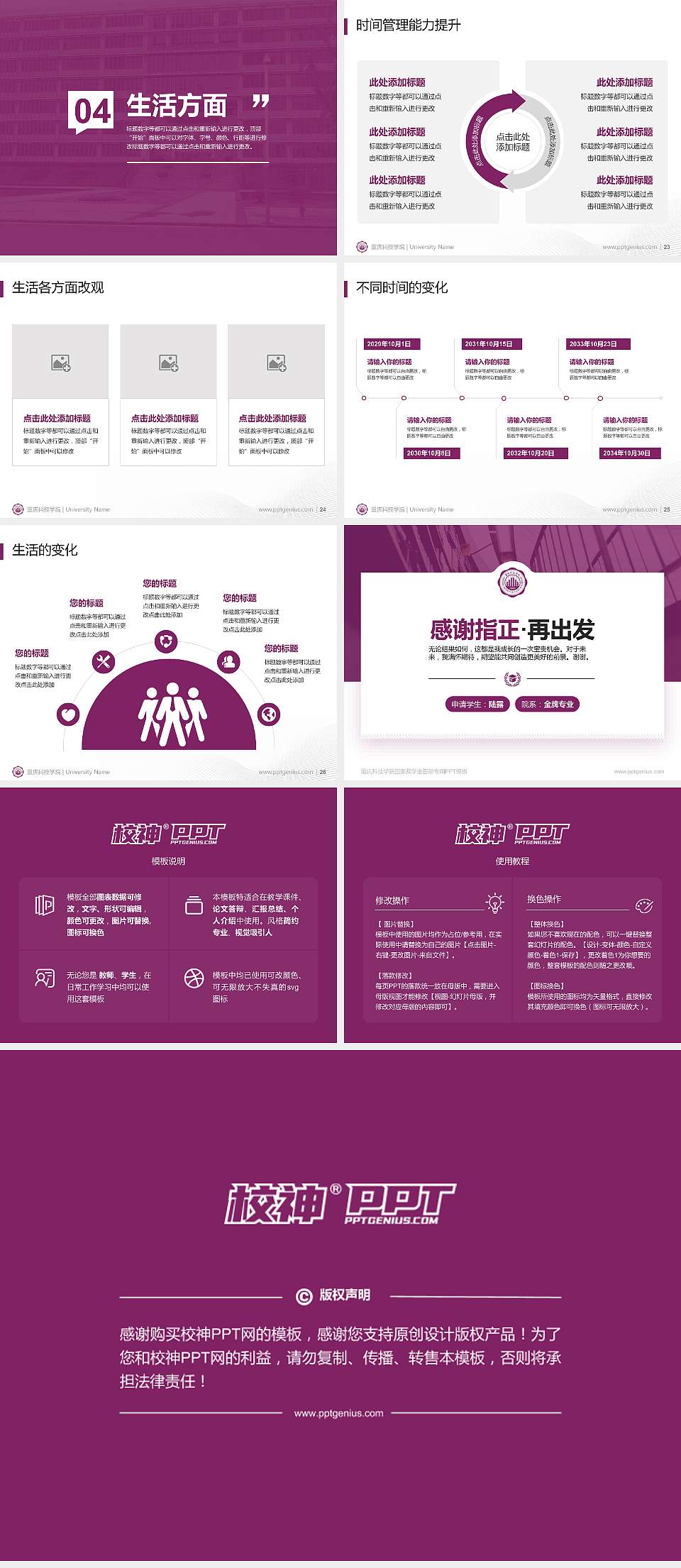 重庆科技学院专用国家奖学金答辩PPT模板4:3格式幻灯片预览图4