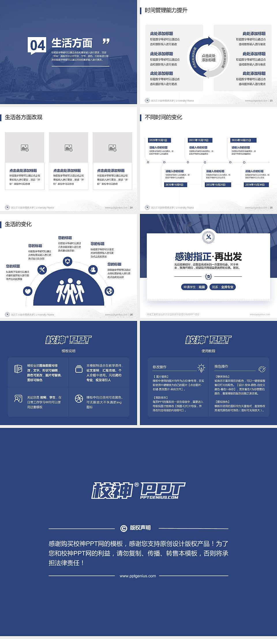 河北工业职业技术大学专用国家奖学金答辩PPT模板4:3格式幻灯片预览图4