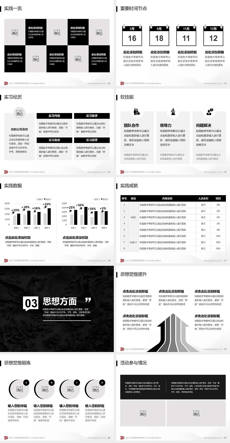 河北工艺美术职业学院专用国家奖学金答辩PPT模板4:3格式幻灯片预览图3